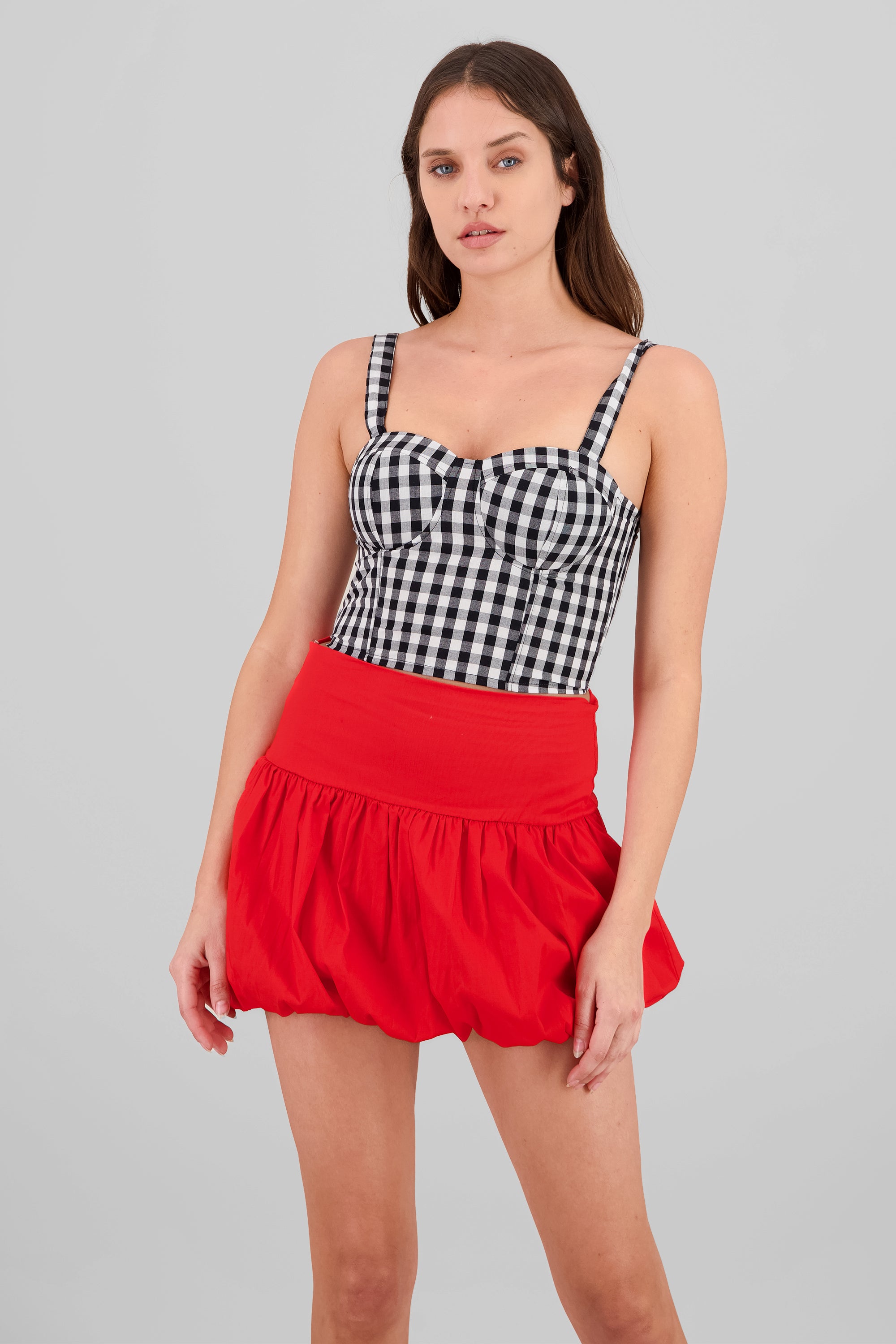 Corset cuadros gingham NEGRO BLANCO