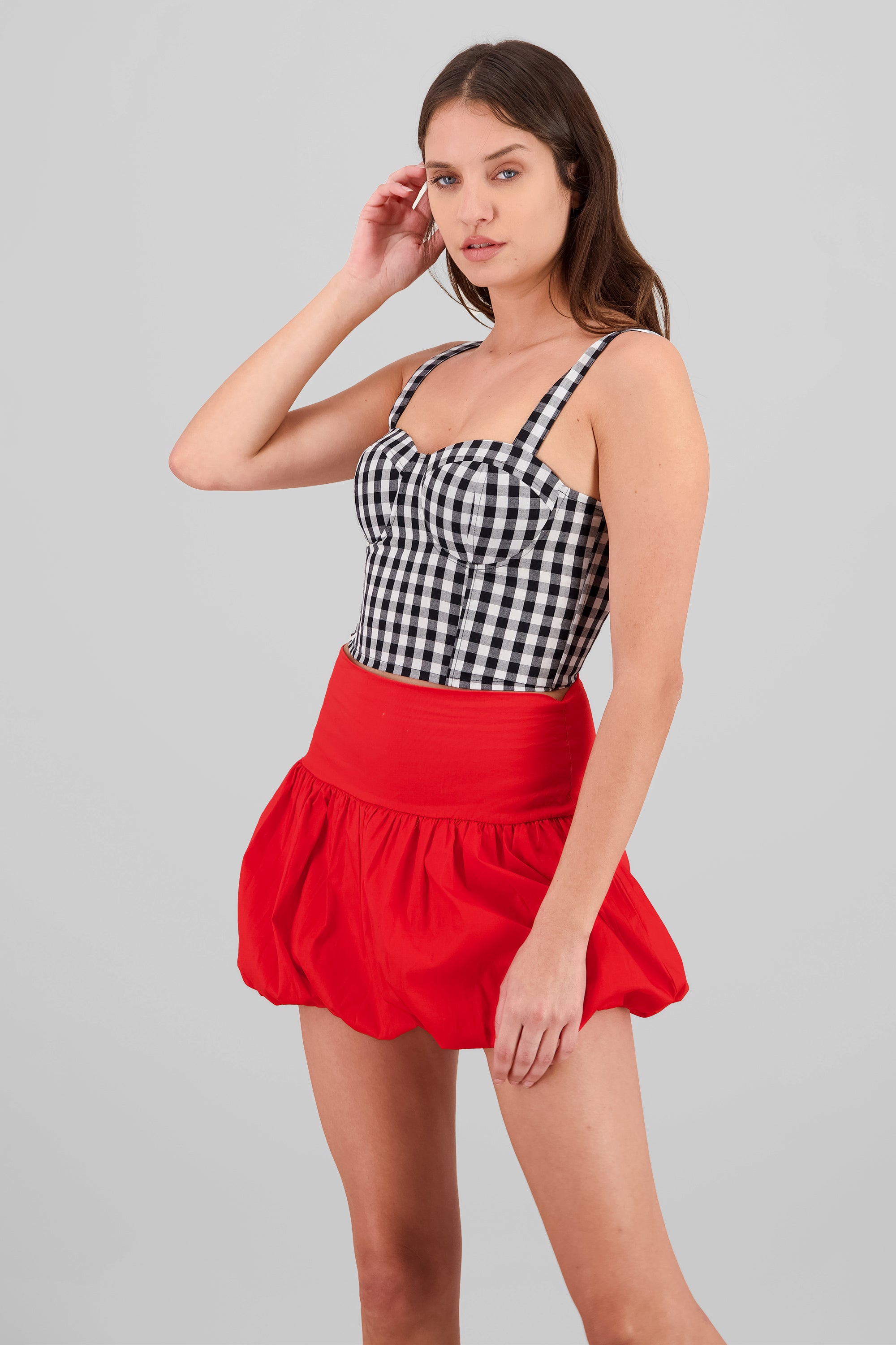 Corset cuadros gingham NEGRO BLANCO