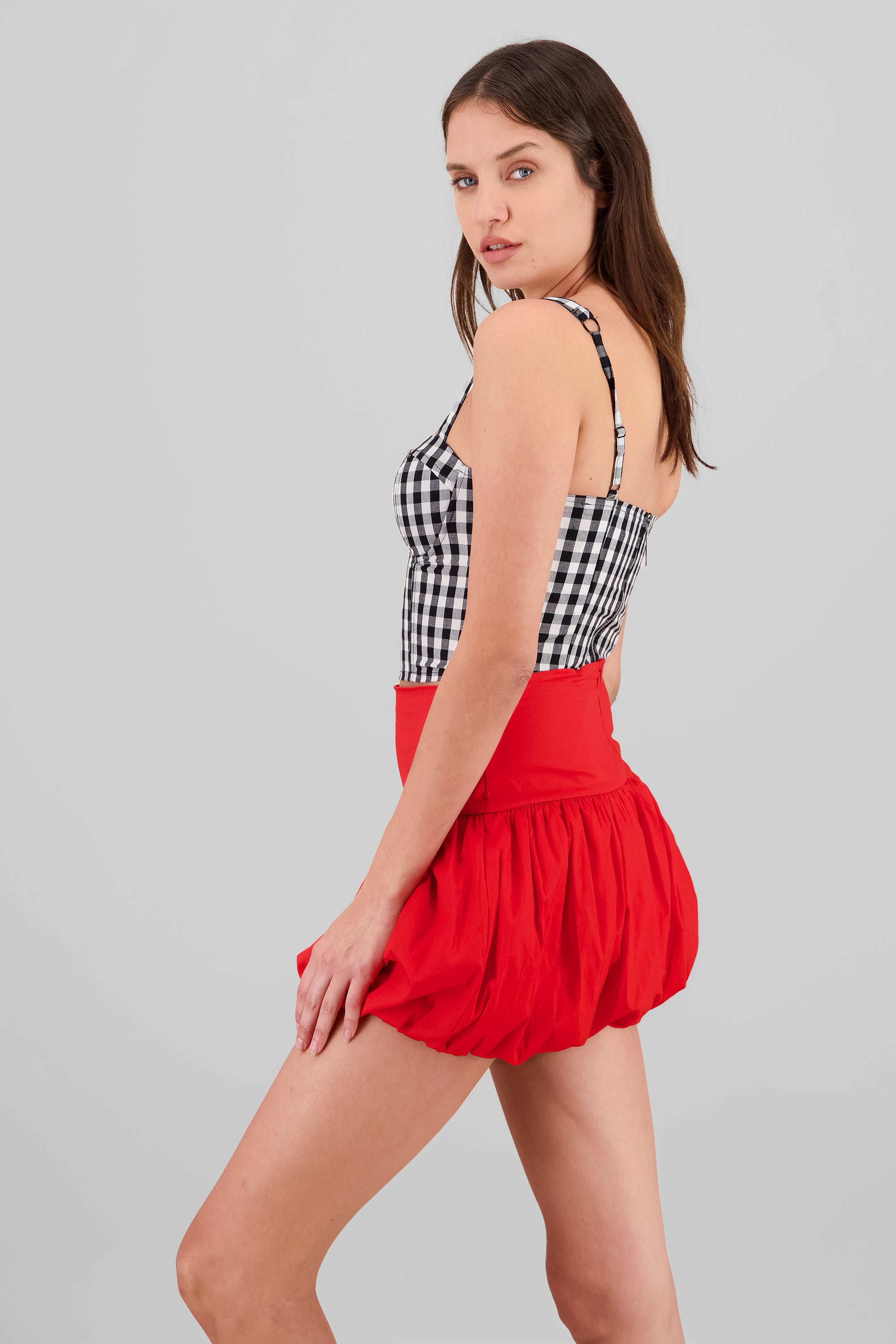 Corset cuadros gingham NEGRO BLANCO