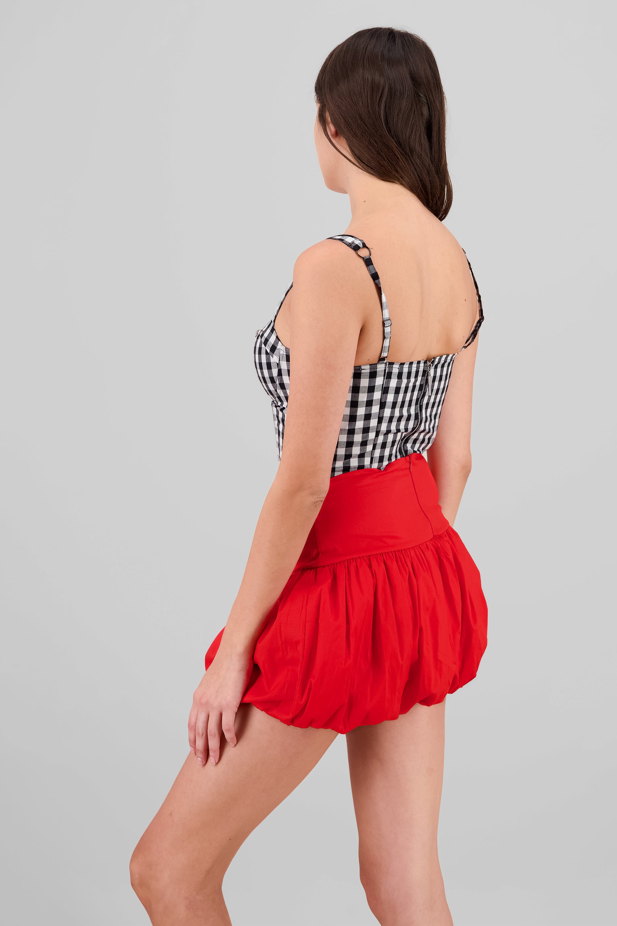 Corset cuadros gingham NEGRO BLANCO