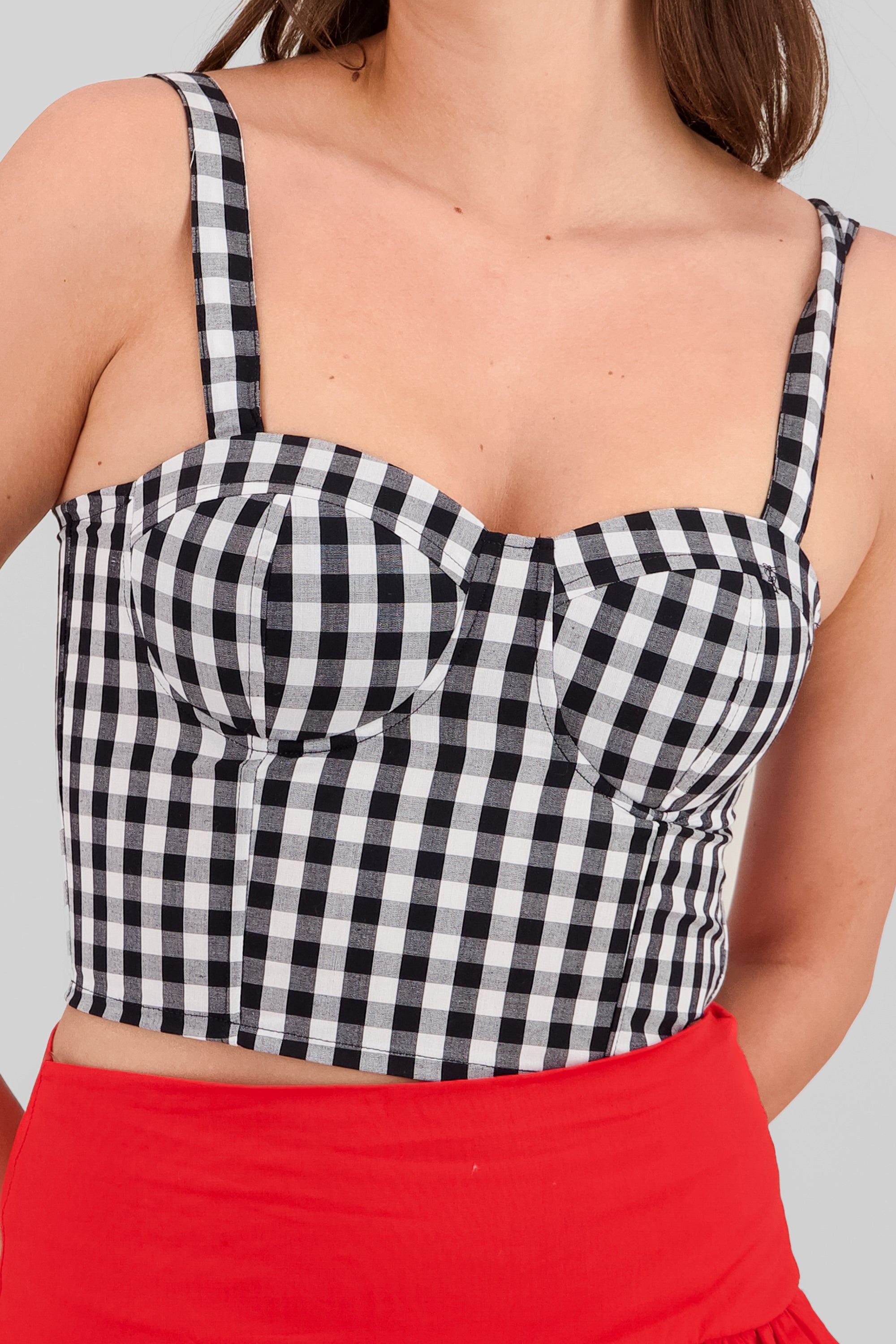 Corset cuadros gingham NEGRO BLANCO