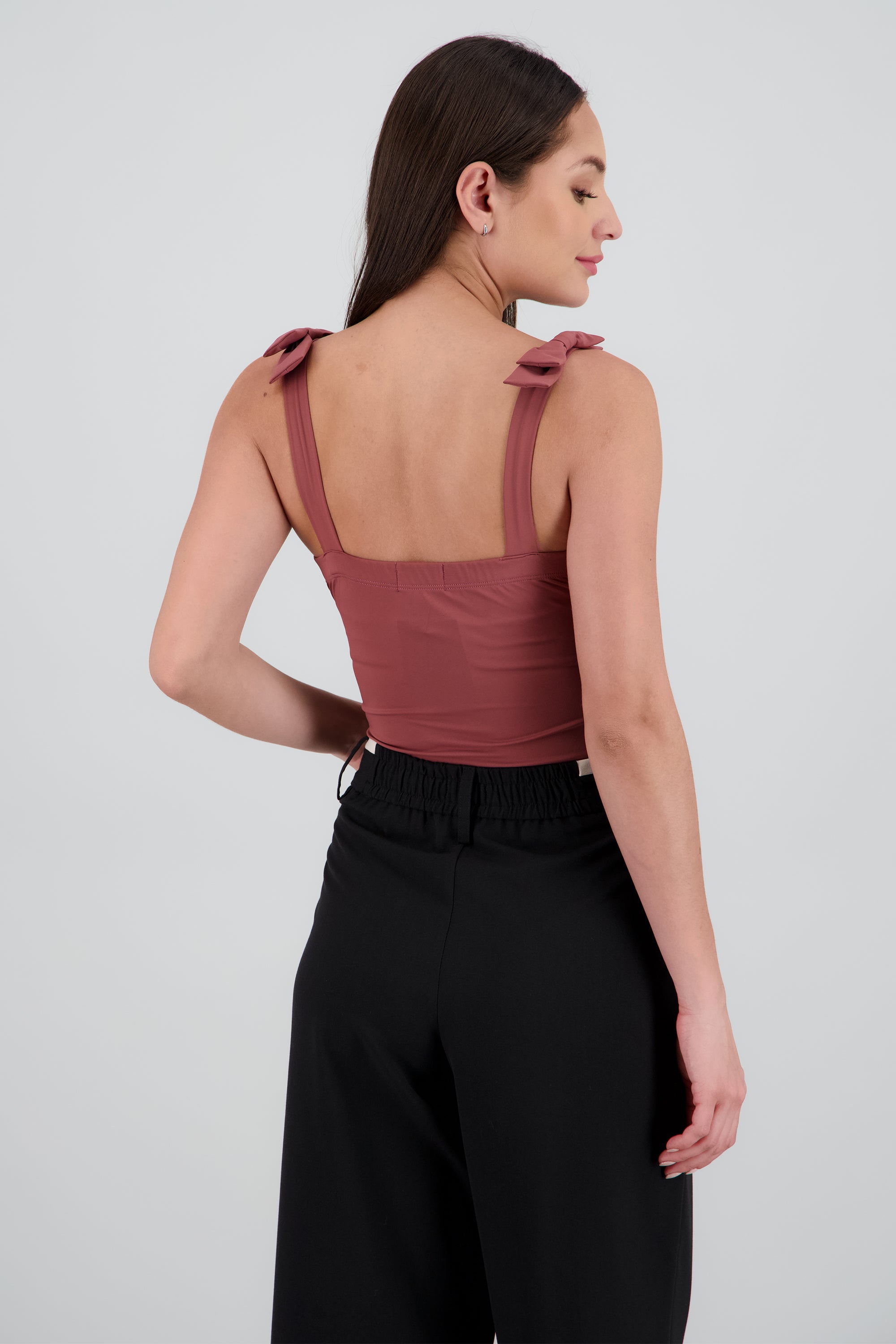 Bodysuit liso con tirante moños ROSA COMBO