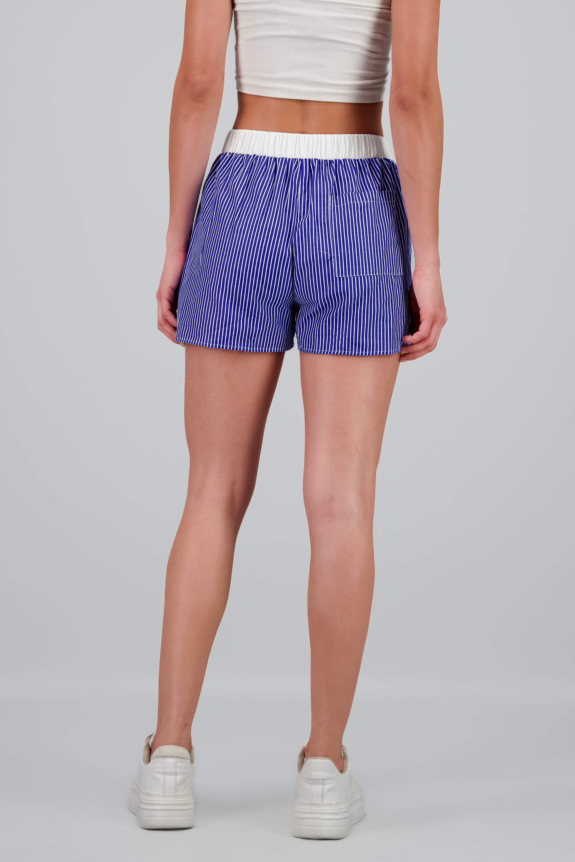 Shorts de rayas tipo boxers con contraste AZUL COMBO