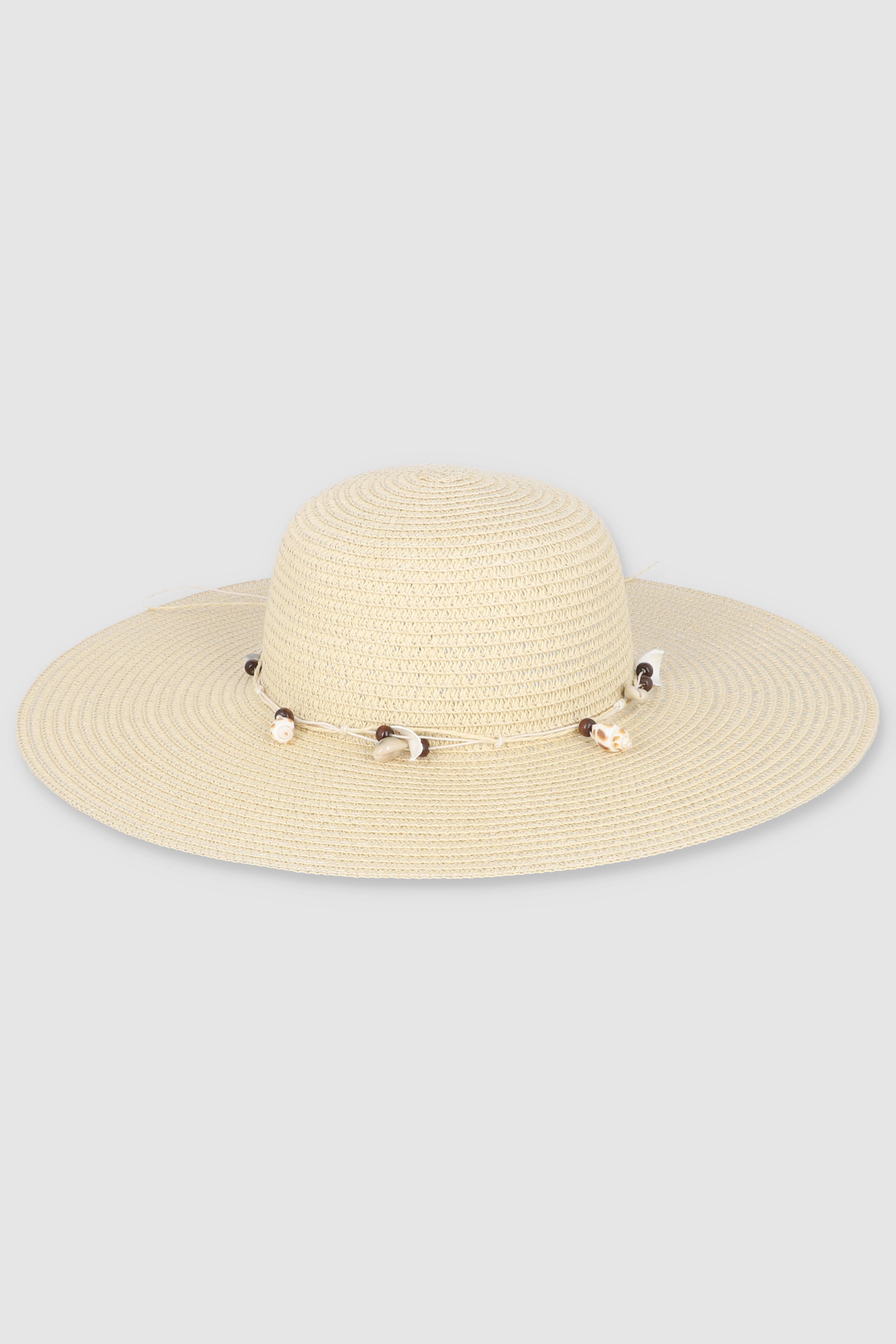 Sombrero de playa con aplicacion BEIGE