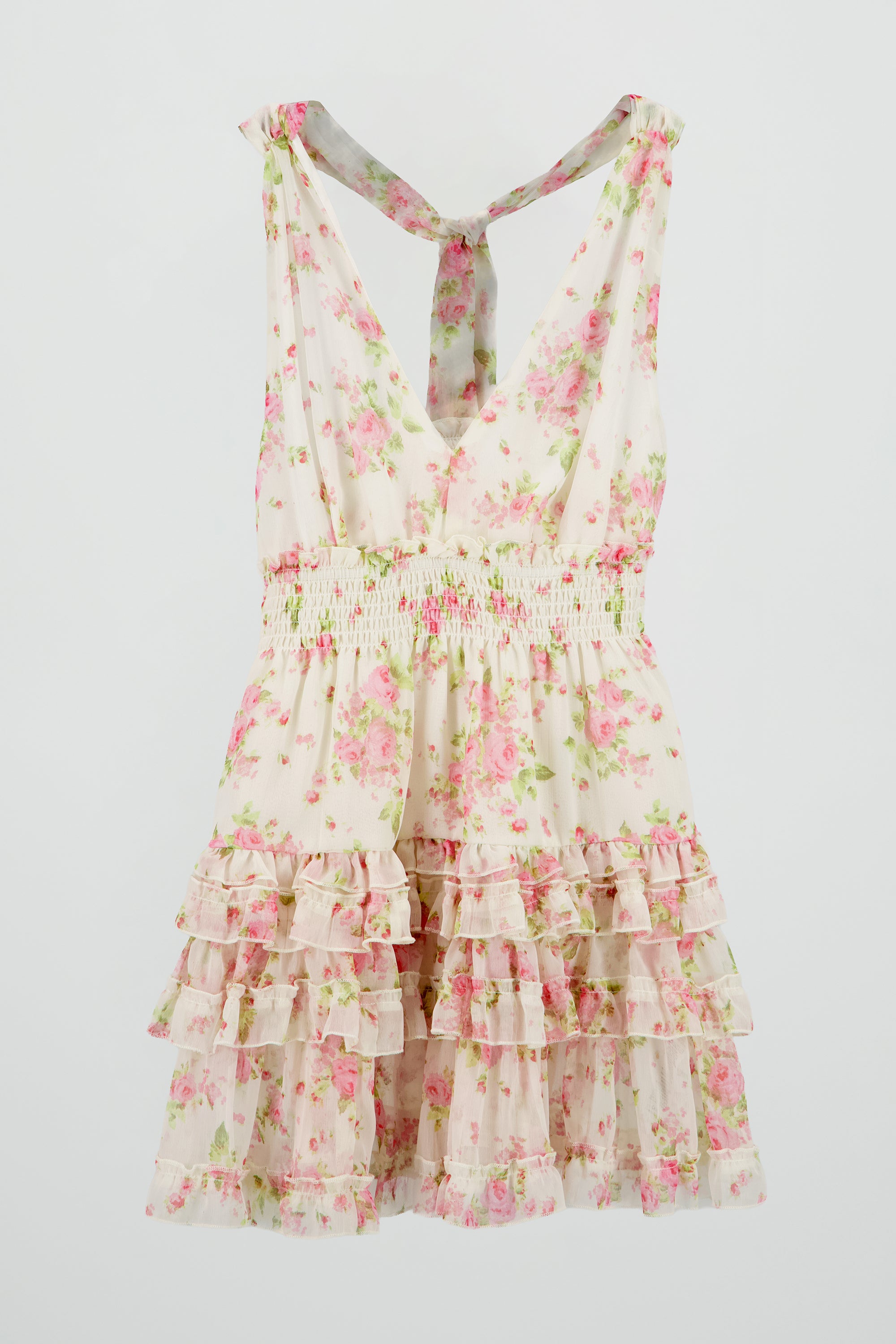 Vestido halter con estampado de flores