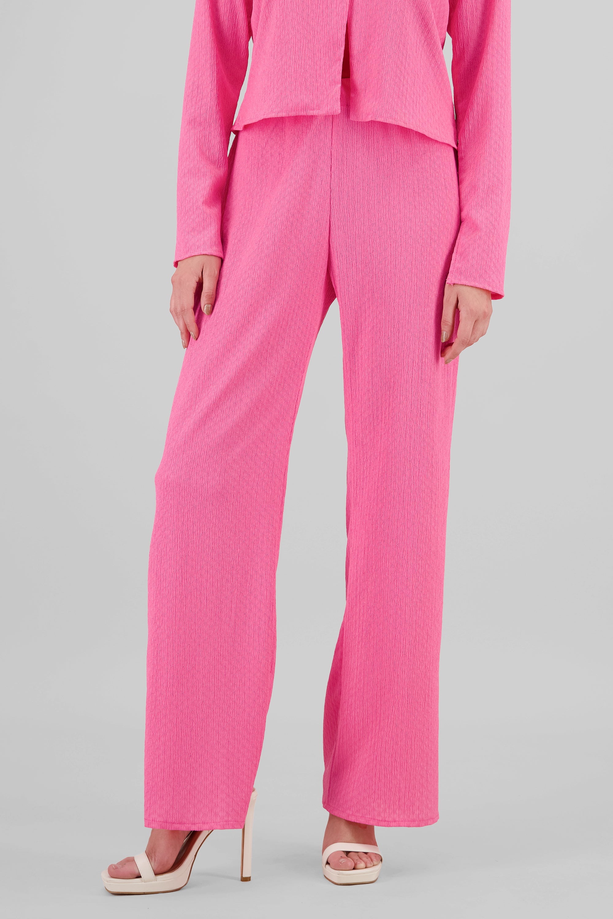 Pantalon con resorte textura ROSA