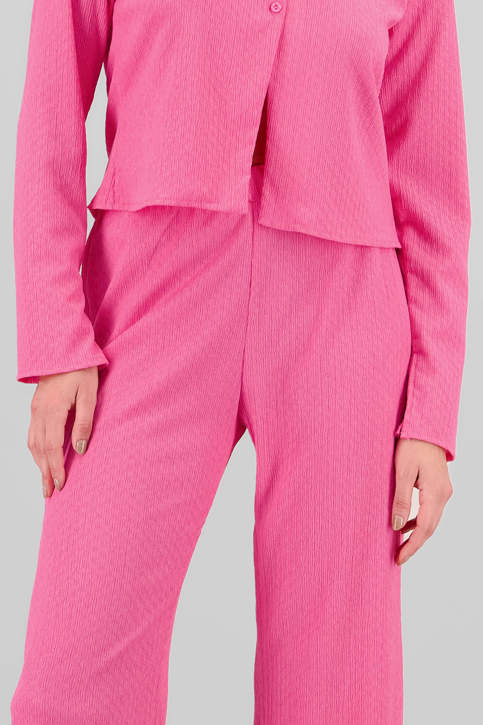 Pantalon con resorte textura ROSA