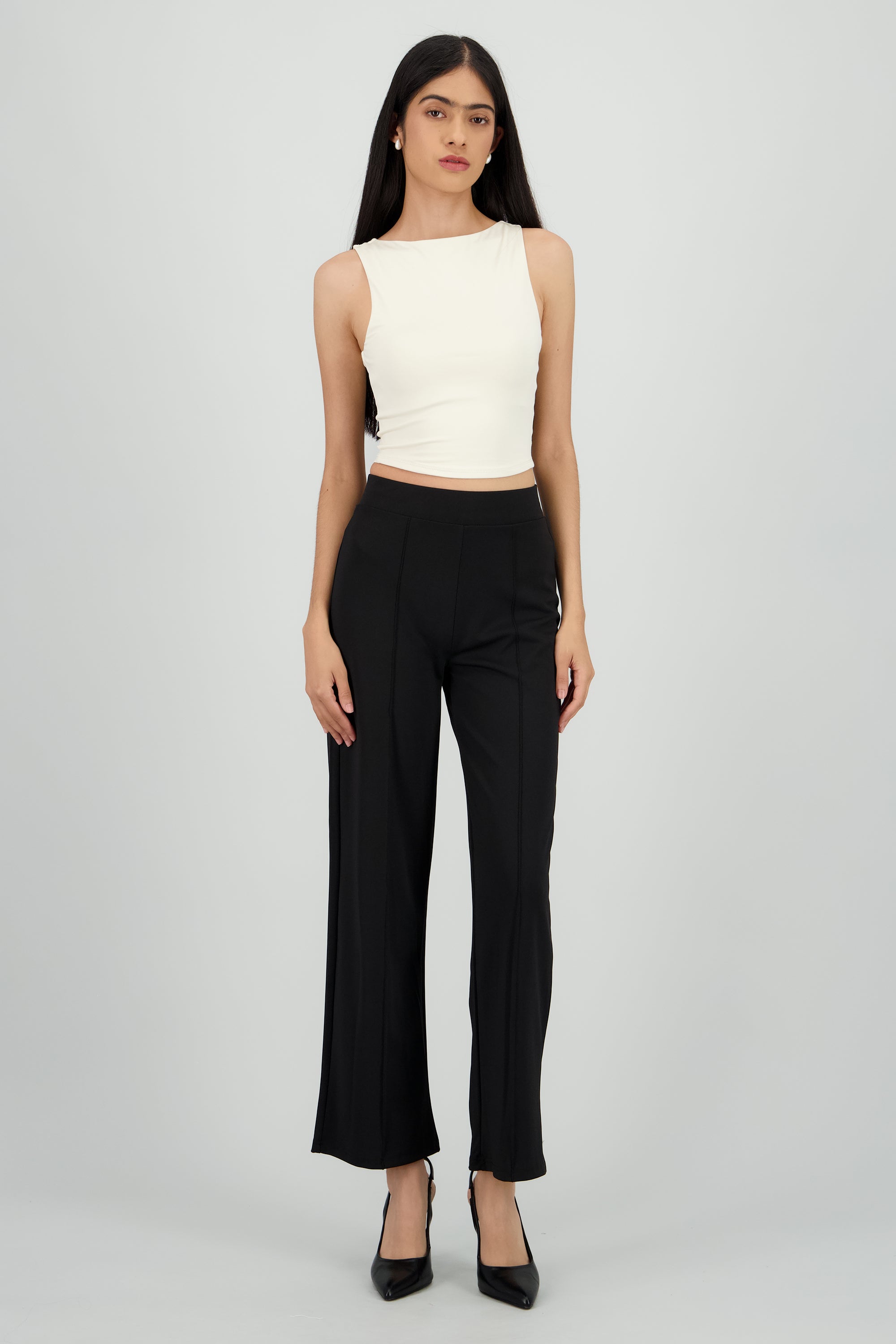 Pantalon recto costuras NEGRO