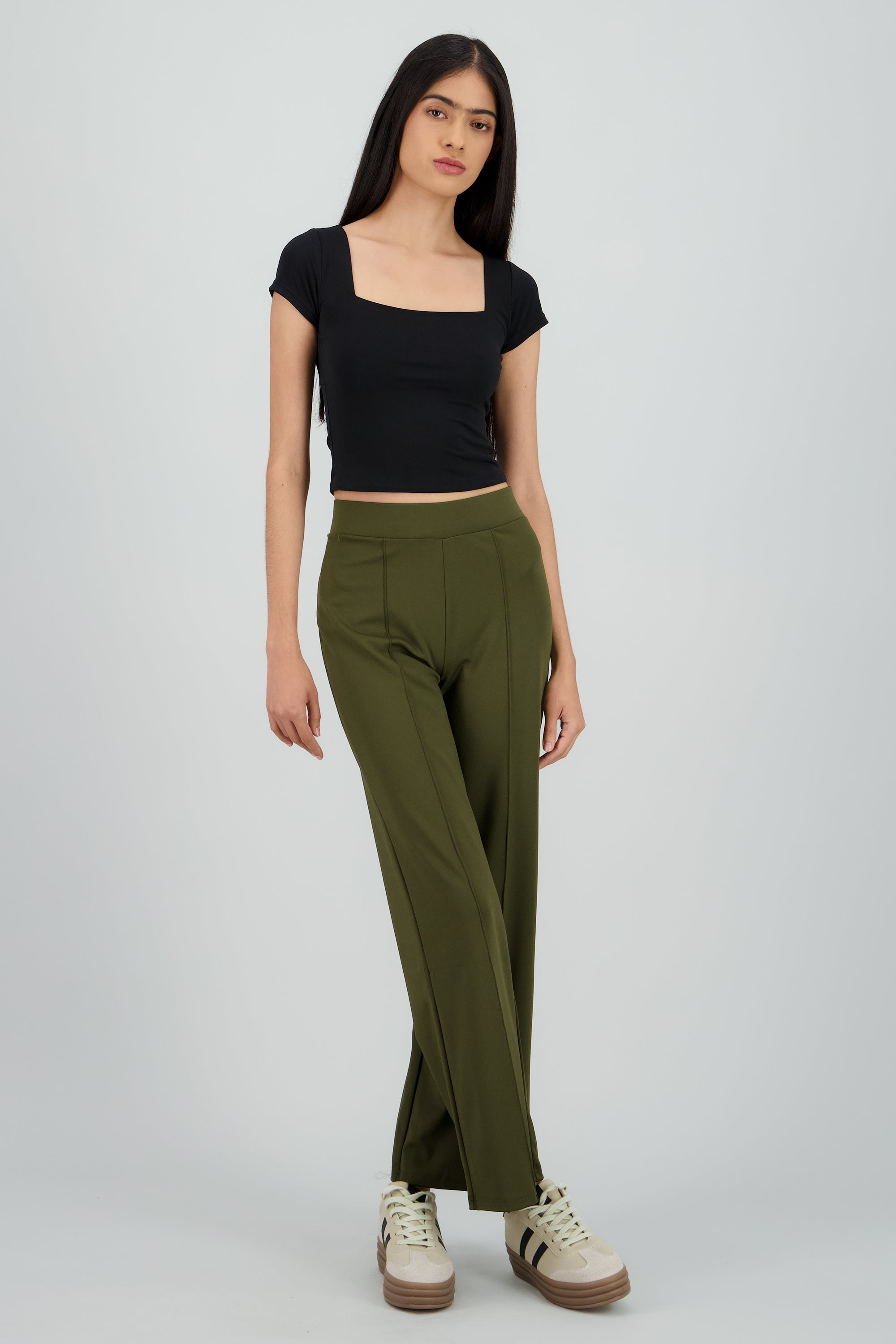 Pantalon recto costuras OLIVO