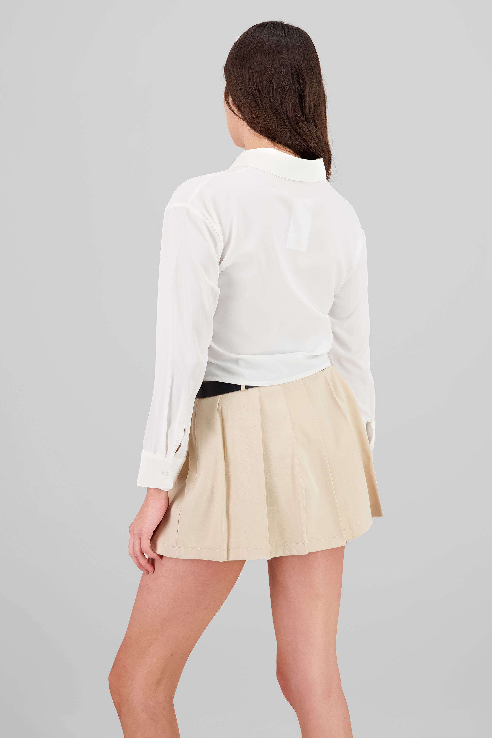 Camisa crop manga larga detalle frunce BLANCO