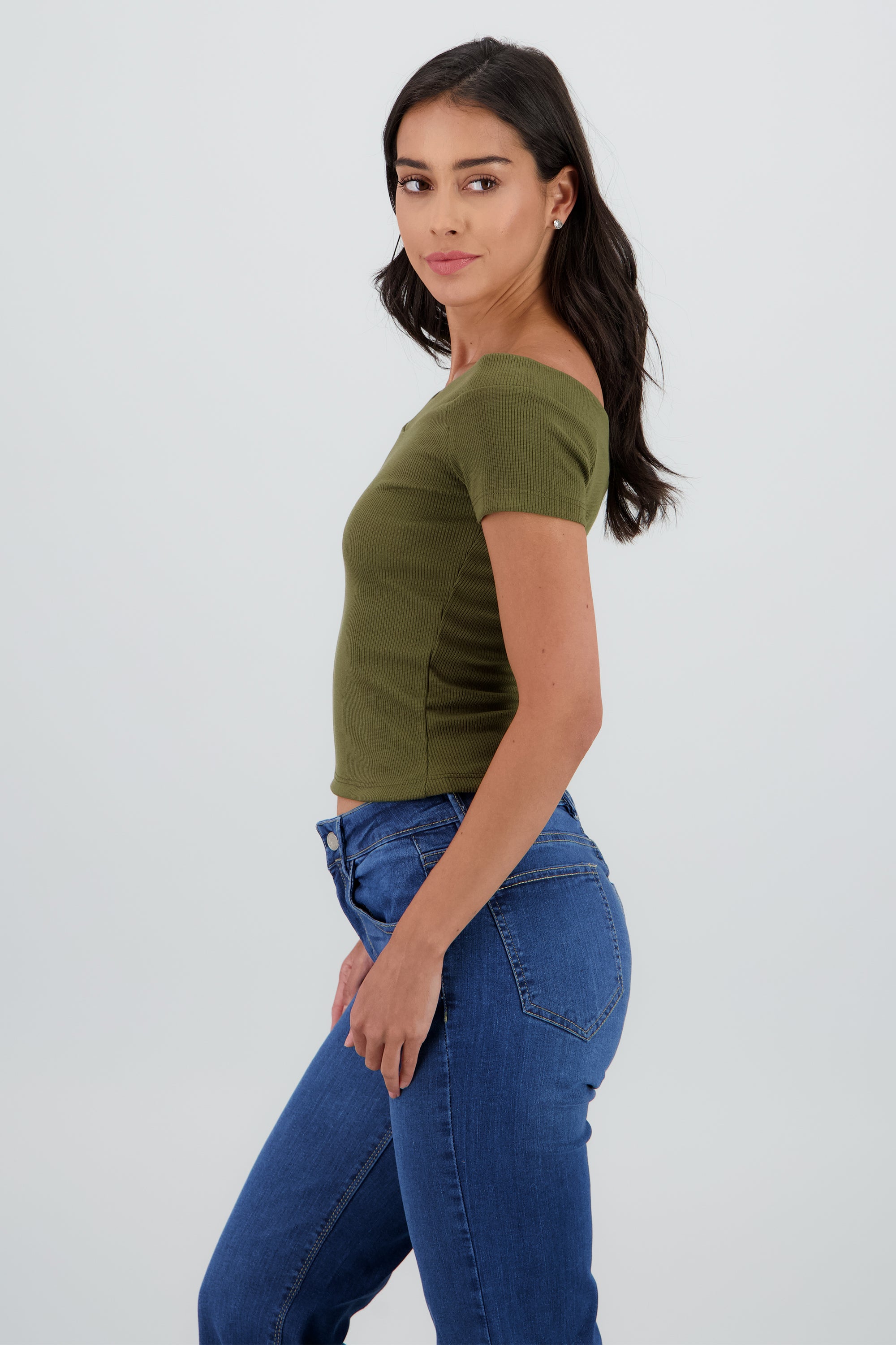 Top off shoulder manga corta VERDE PASTO