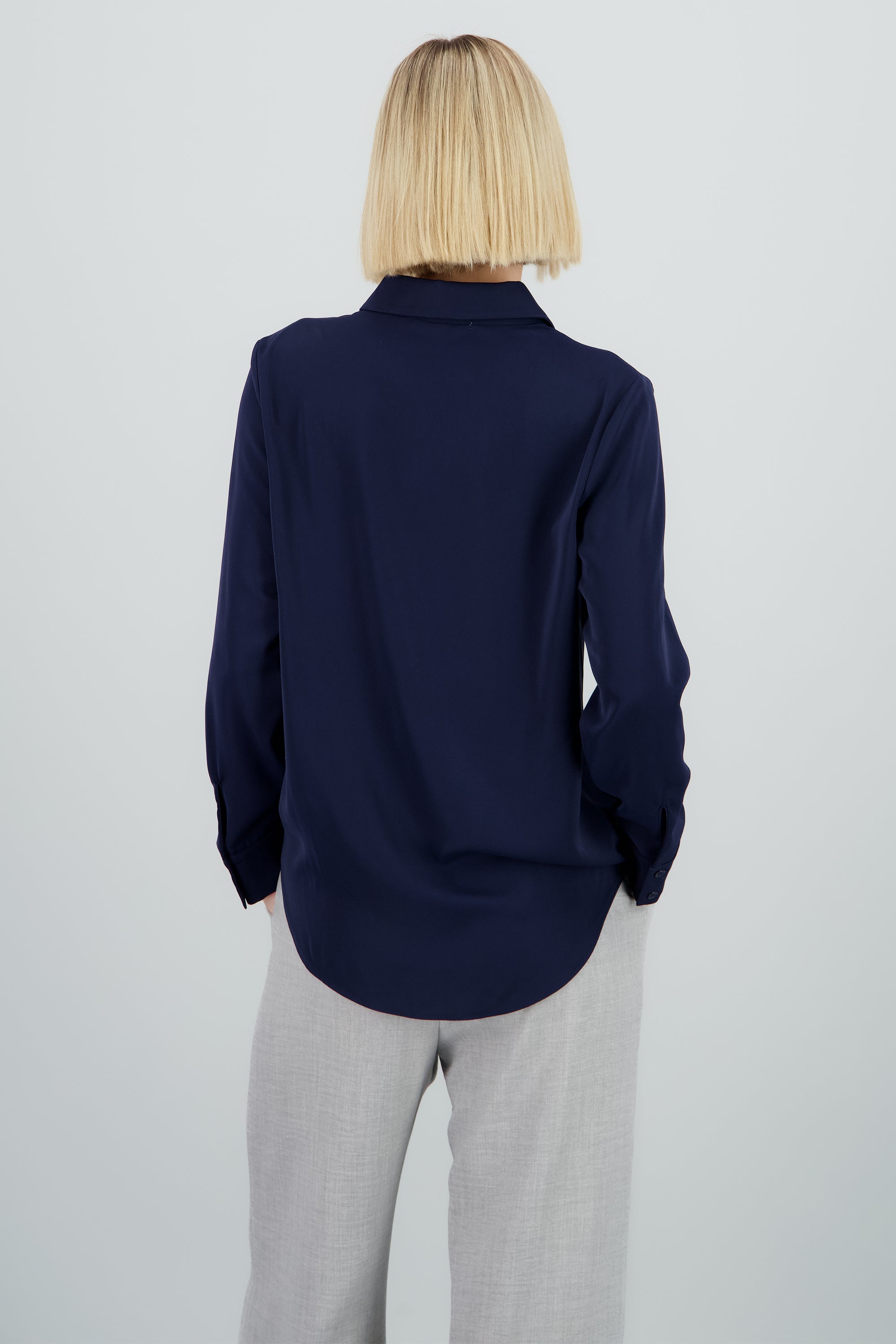 Camisa lisa manga larga botones MARINO