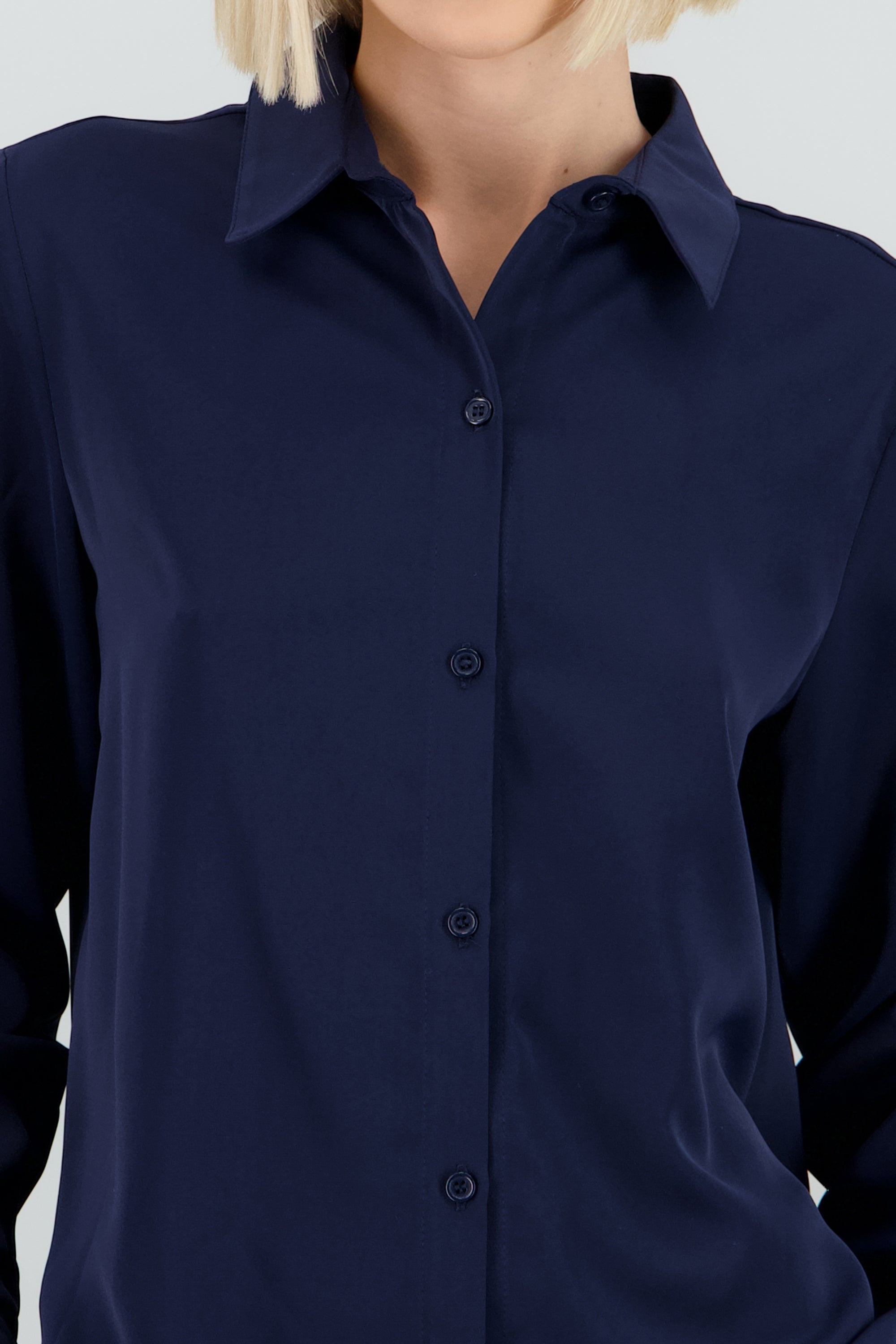 Camisa lisa manga larga botones MARINO