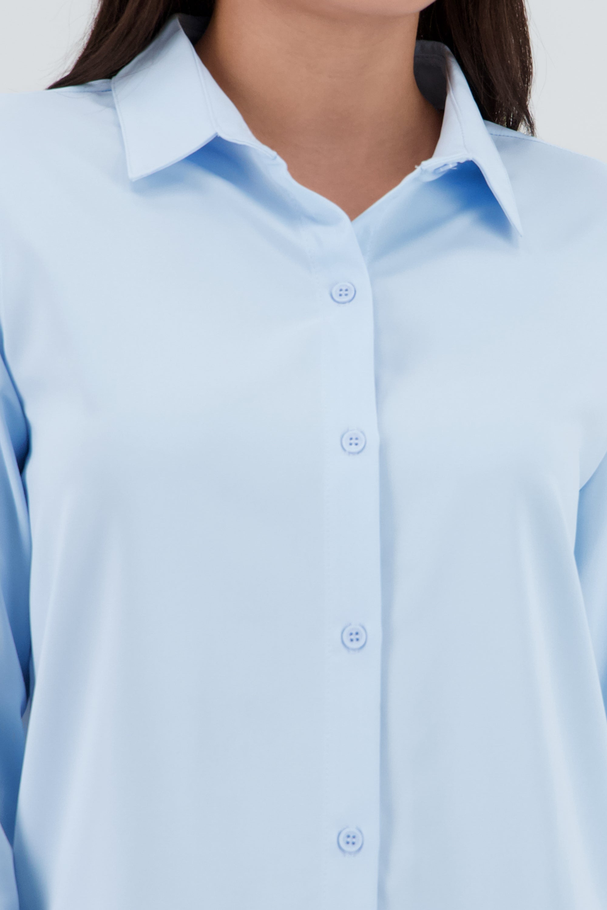 Camisa lisa manga larga botones AZUL PASTEL