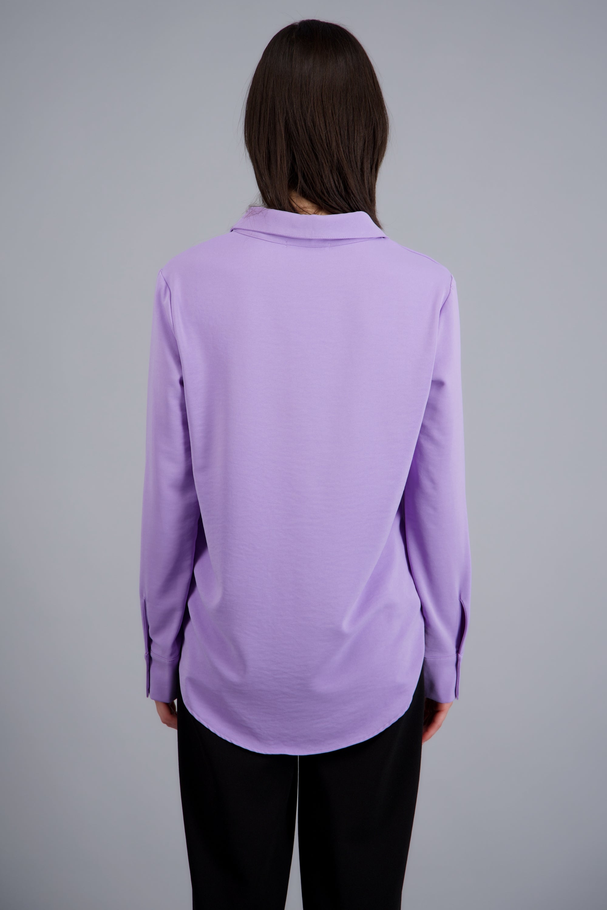 Camisa lisa manga larga botones LILA