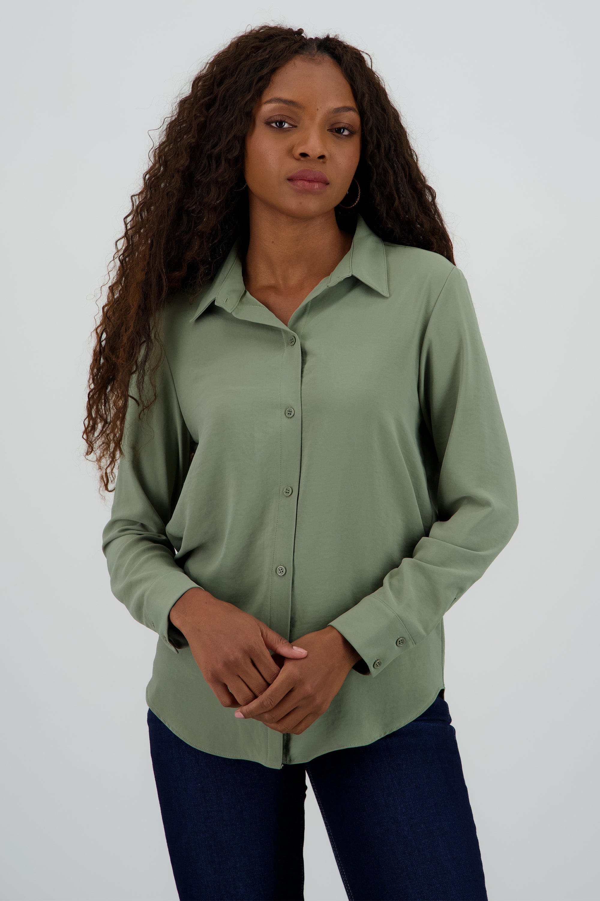 Camisa lisa manga larga botones SAGE