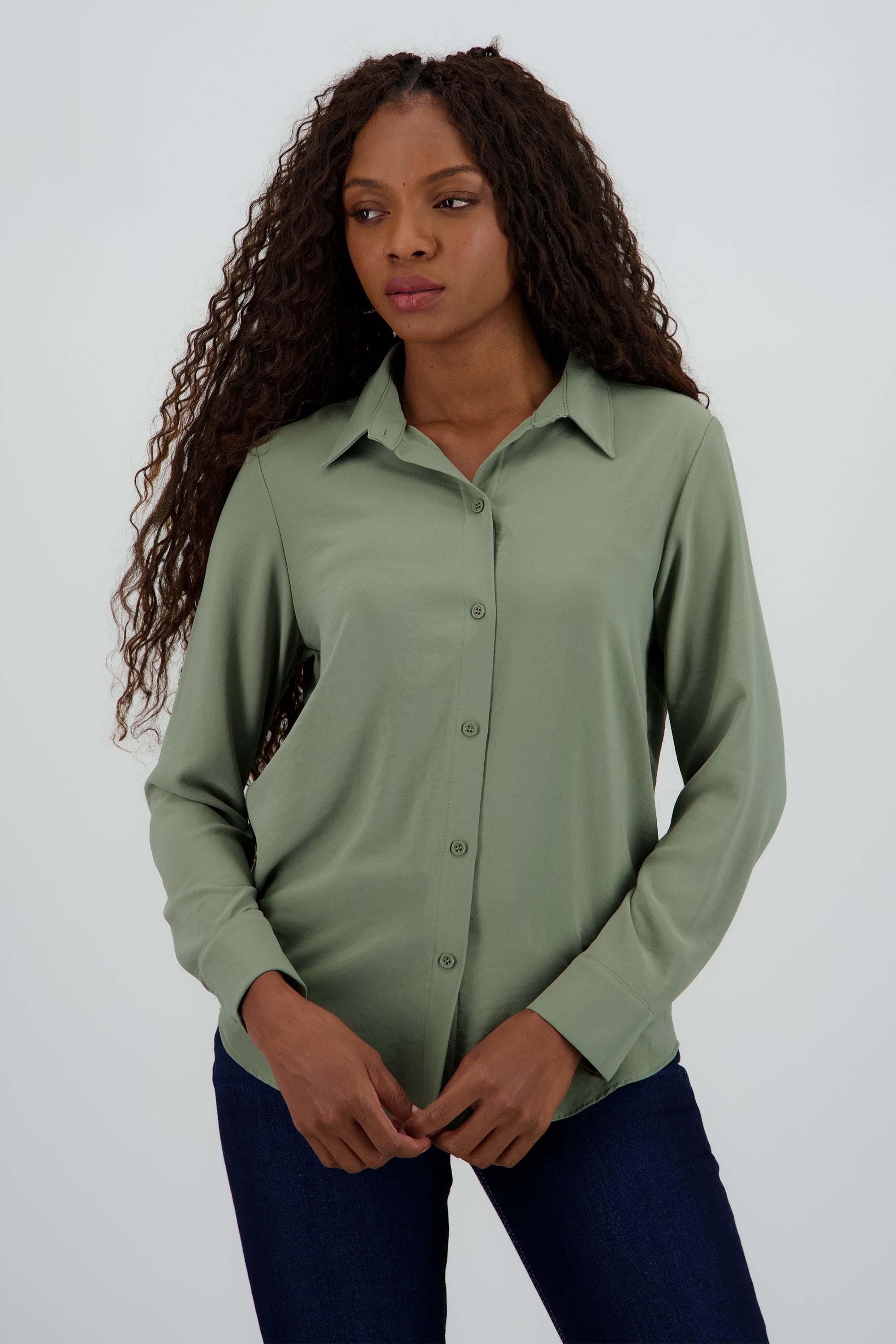 Camisa lisa manga larga botones SAGE