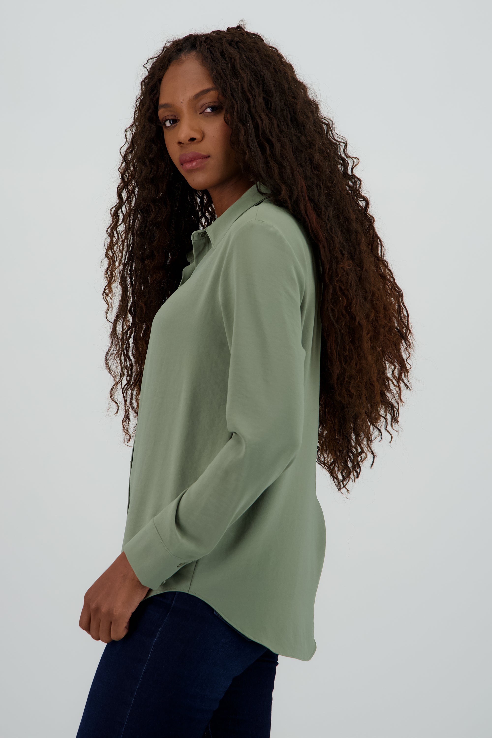 Camisa lisa manga larga botones SAGE