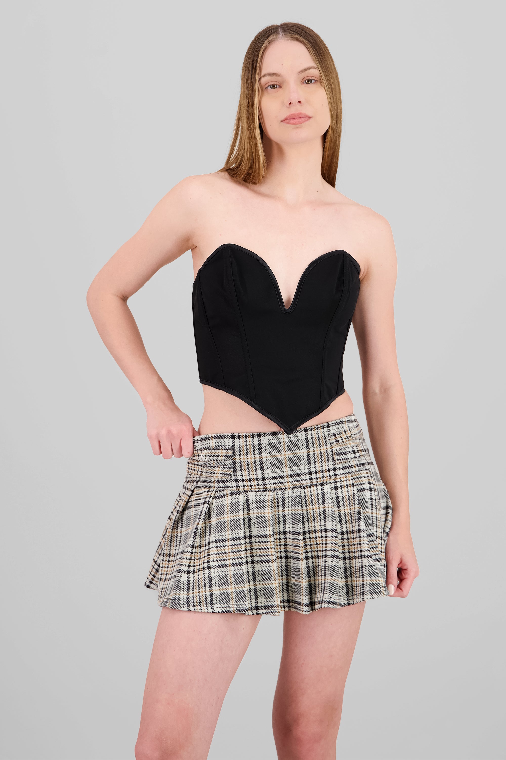 Corset mesh drapeado NEGRO