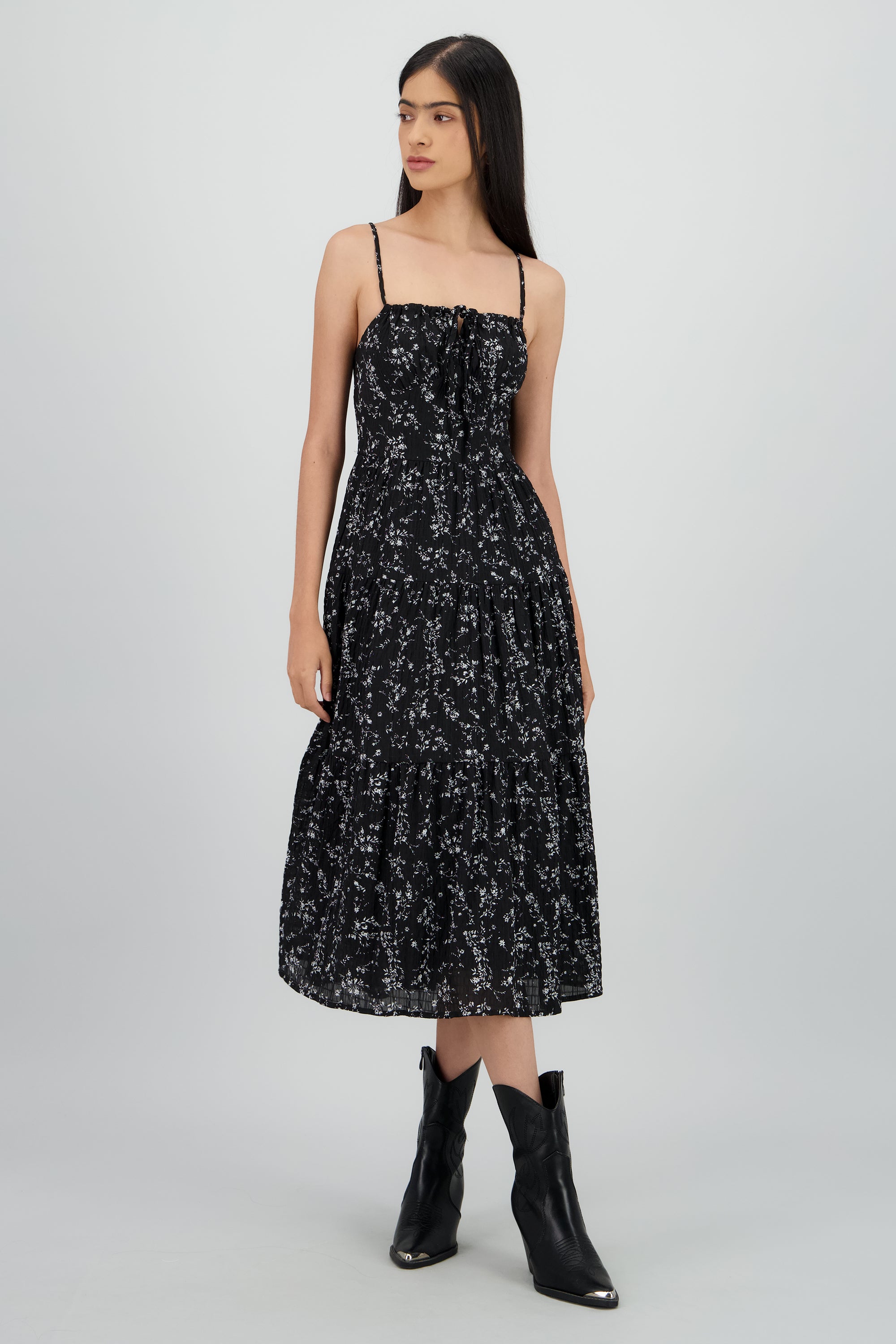 Maxi vestido flores NEGRO COMBO