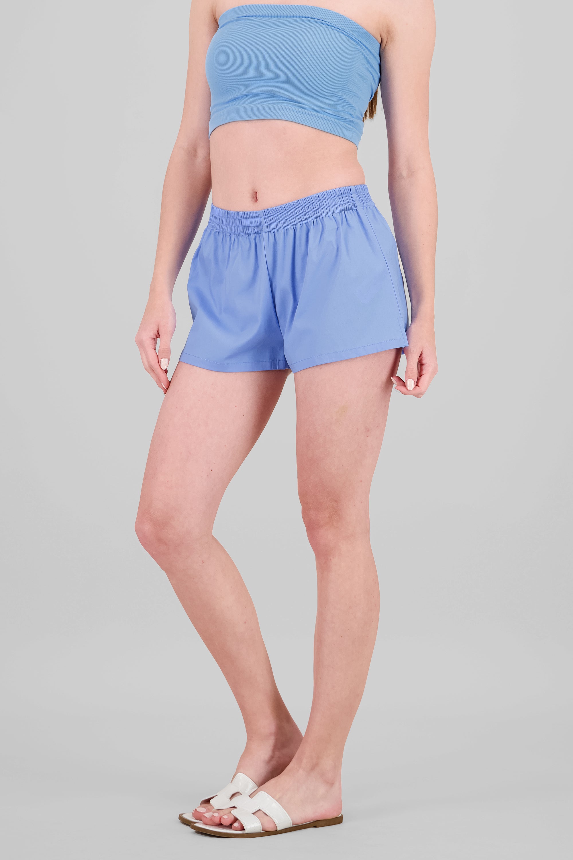 Short resorte popelina AZUL