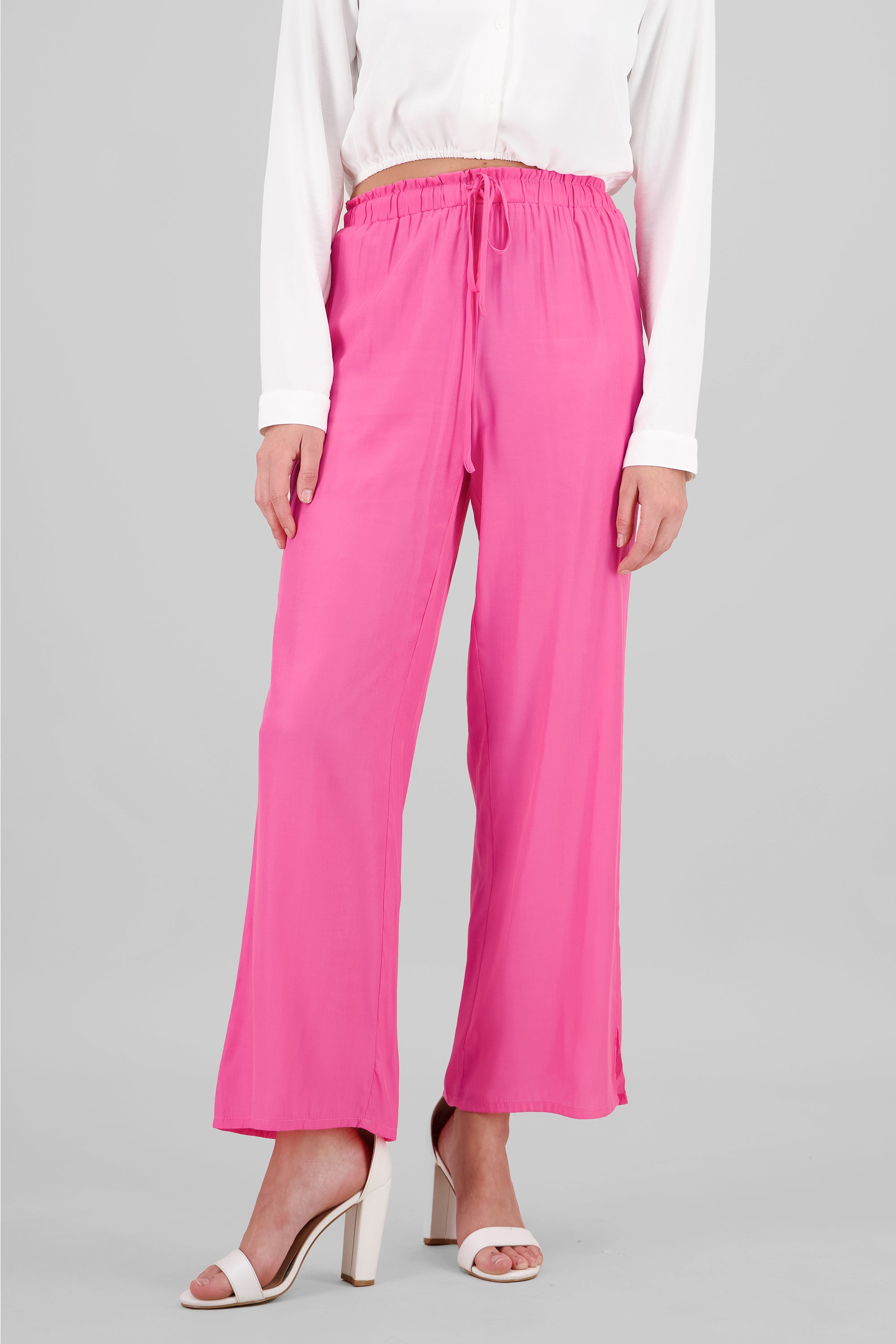 Pantalón liso con jareta ROSA