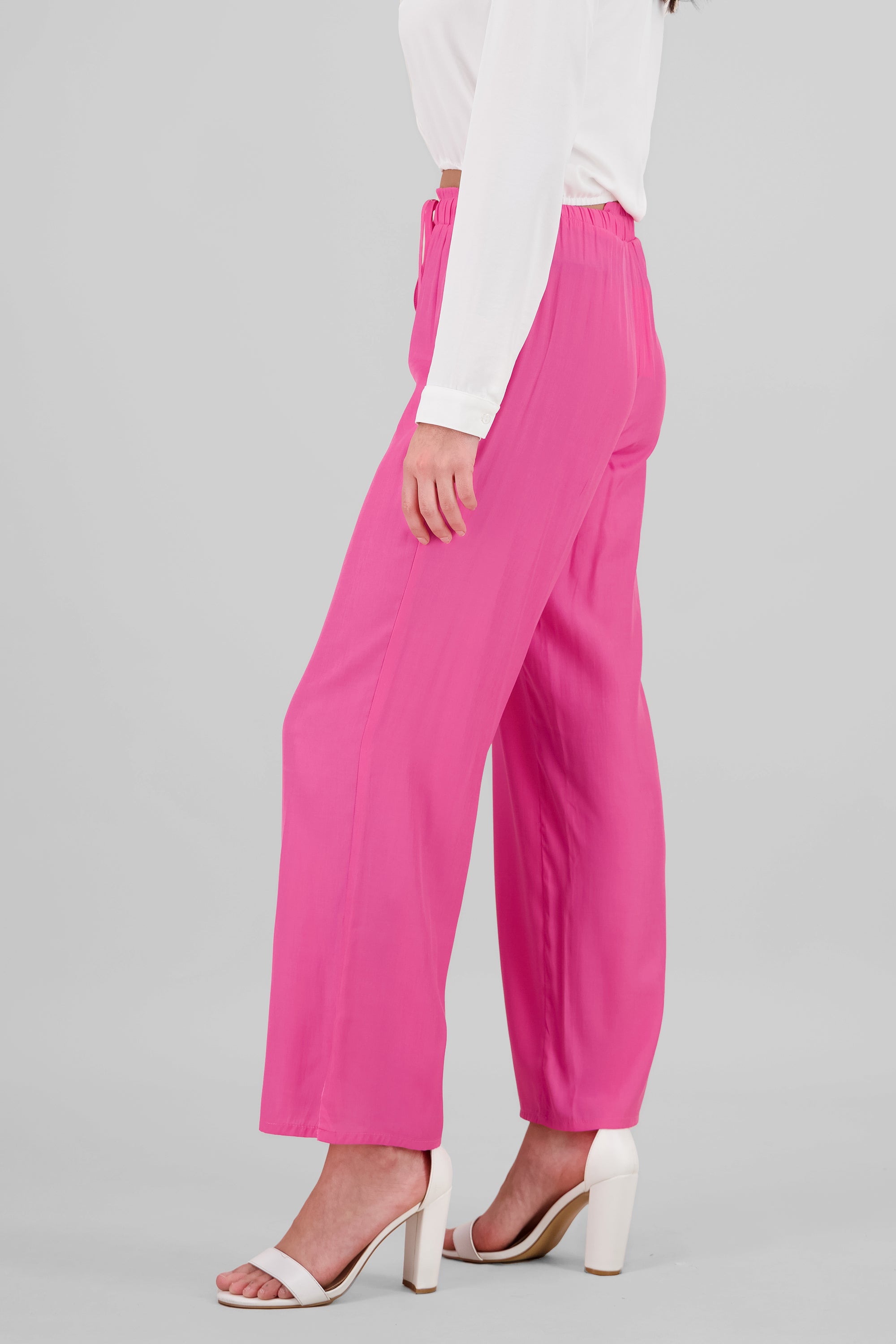 Pantalón liso con jareta ROSA