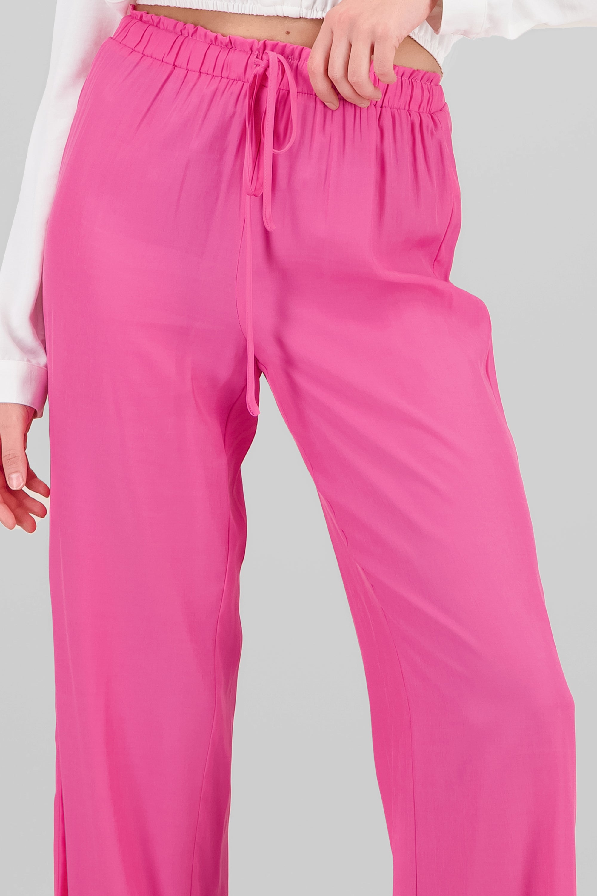 Pantalón liso con jareta ROSA