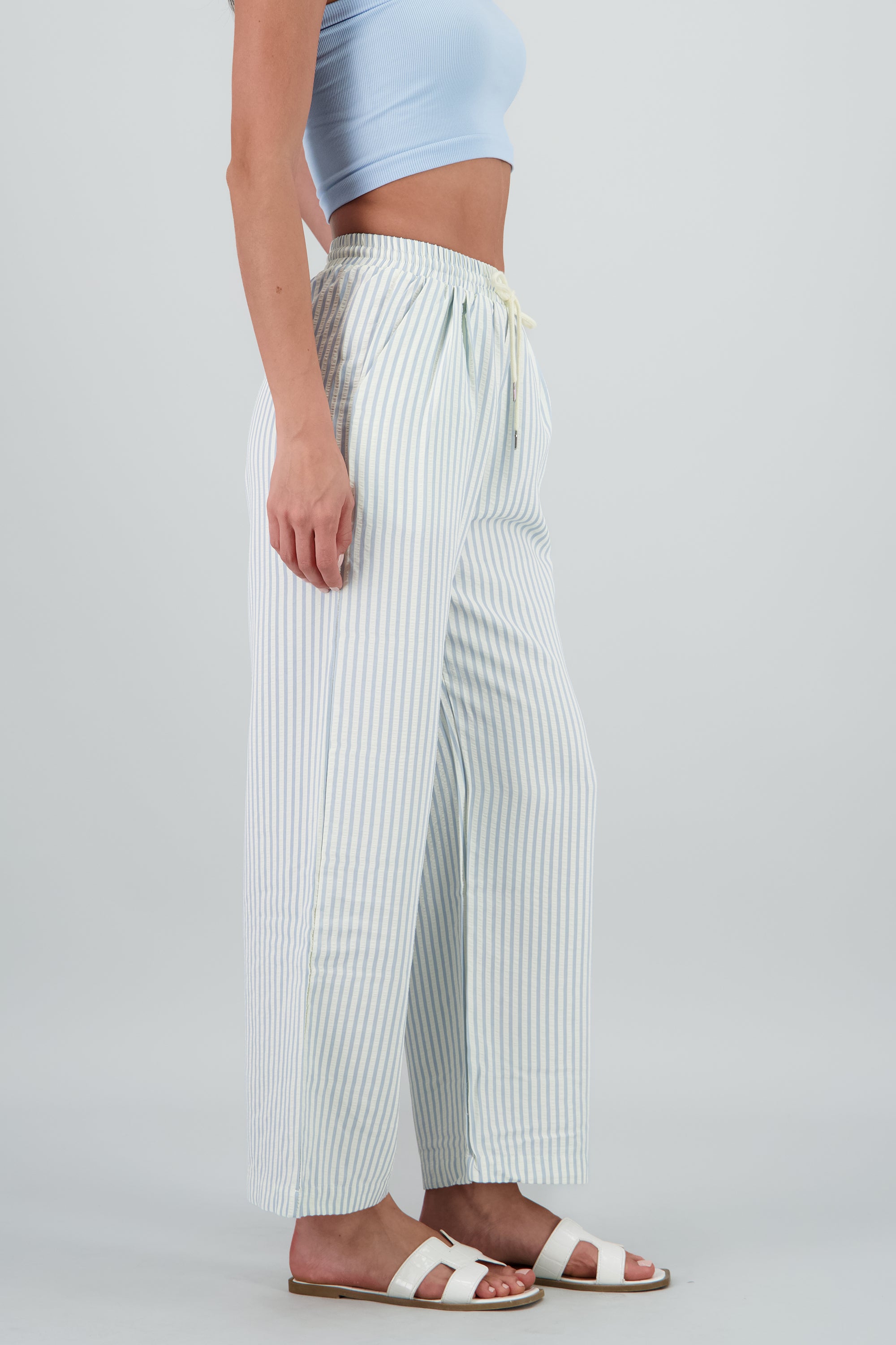 Pantalon rayas con jareta AZUL PASTEL
