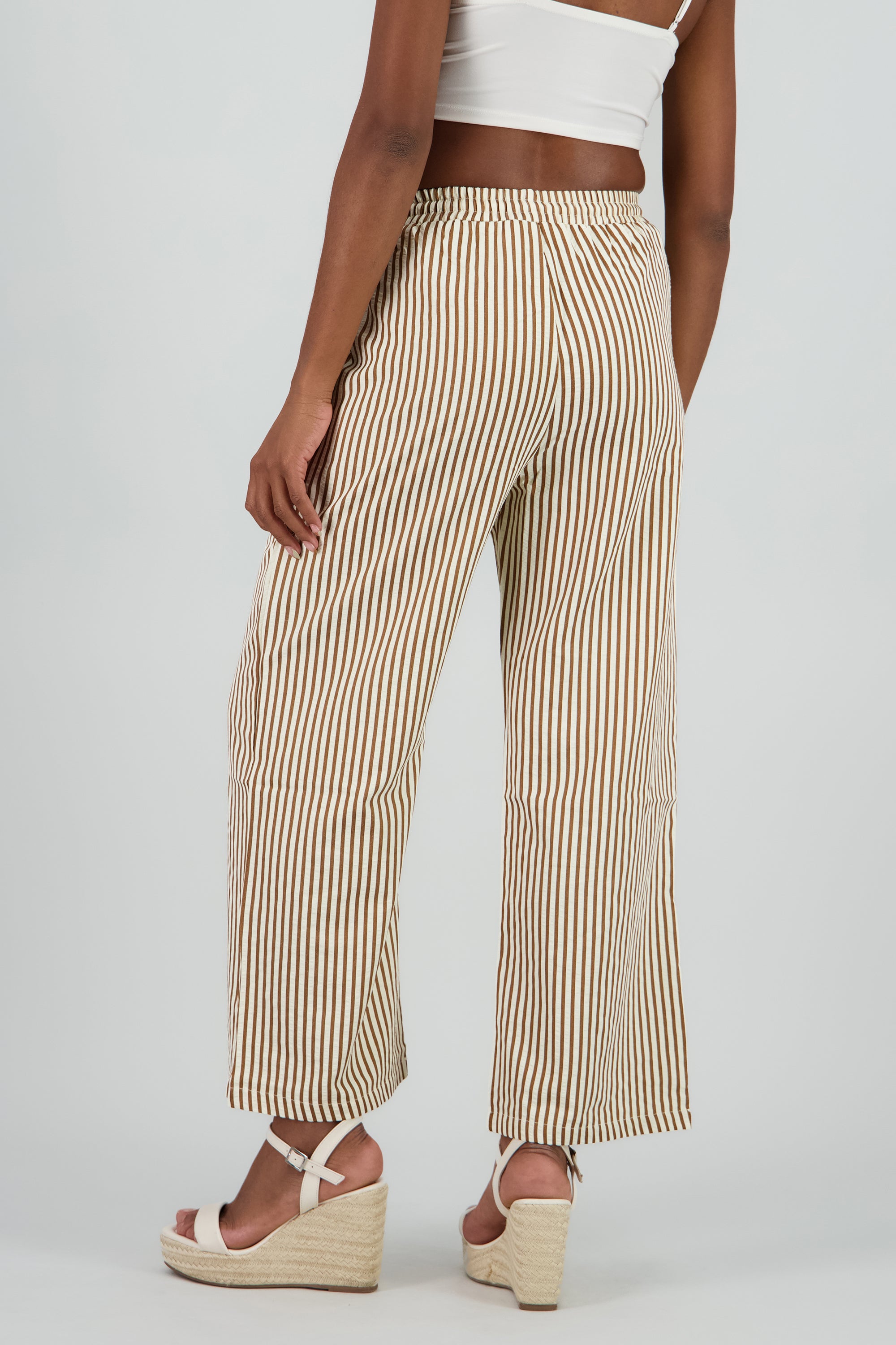 Pantalon rayas con jareta CHOCOLATE