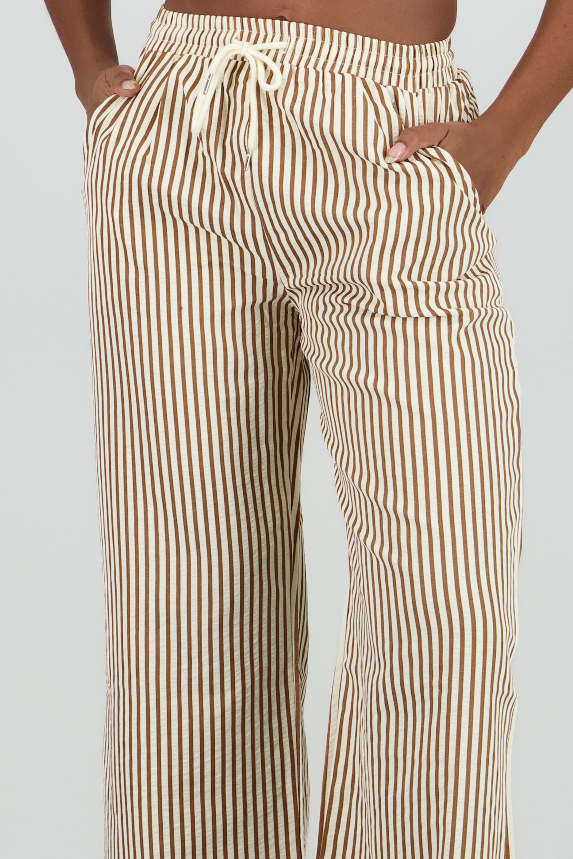 Pantalon rayas con jareta CHOCOLATE