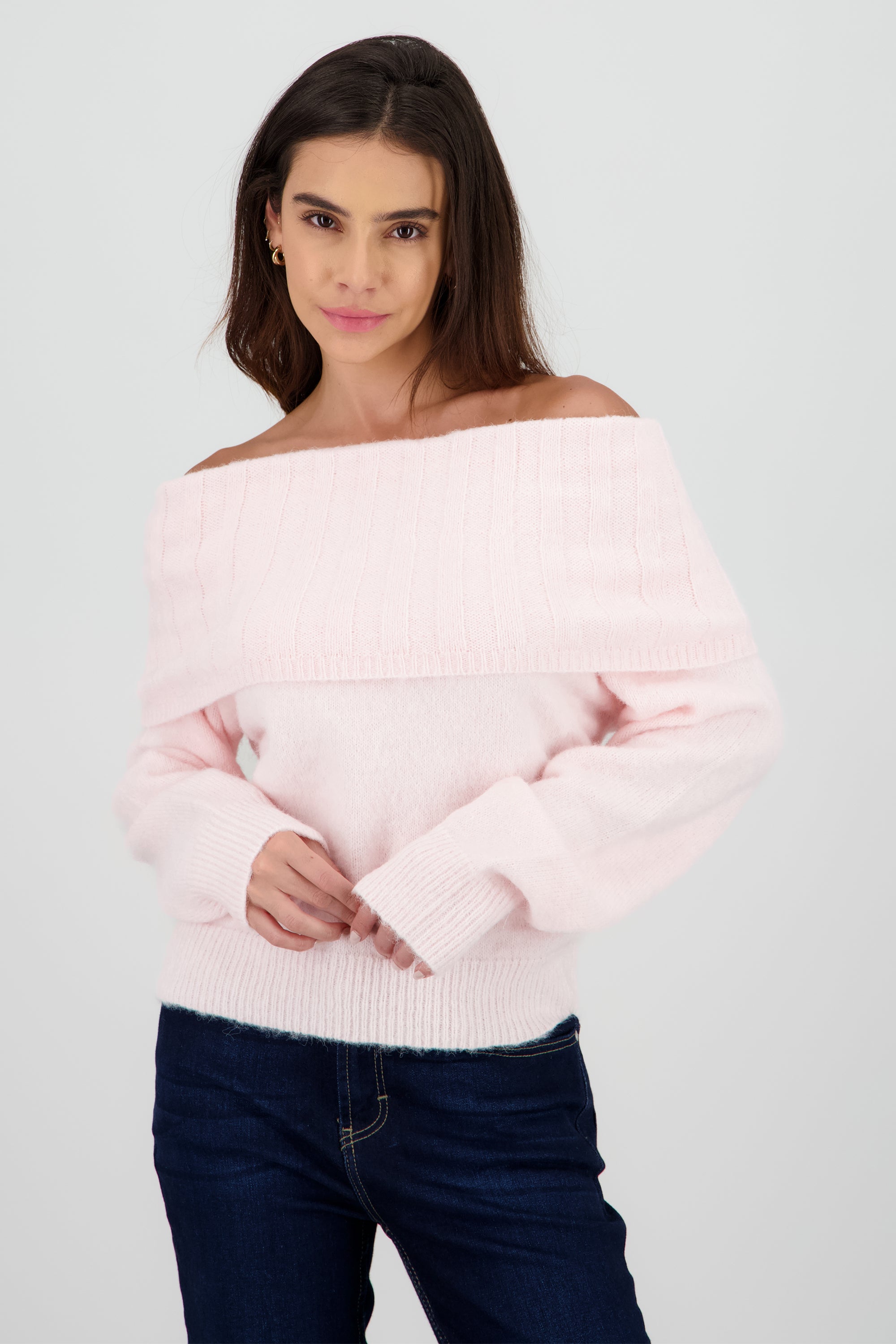 Sueter liso con hombros descubiertos PALO DE ROSA