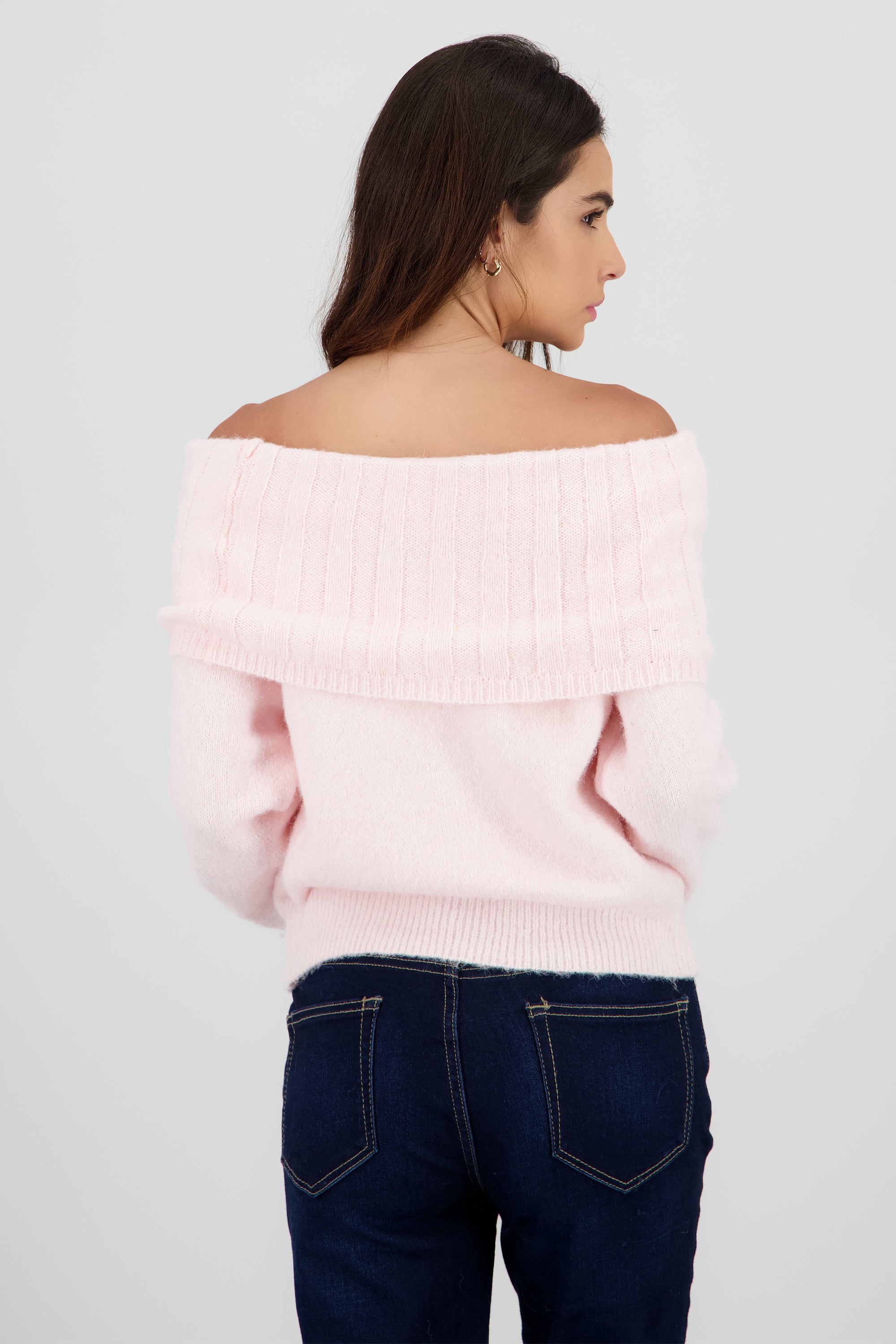 Sueter liso con hombros descubiertos PALO DE ROSA