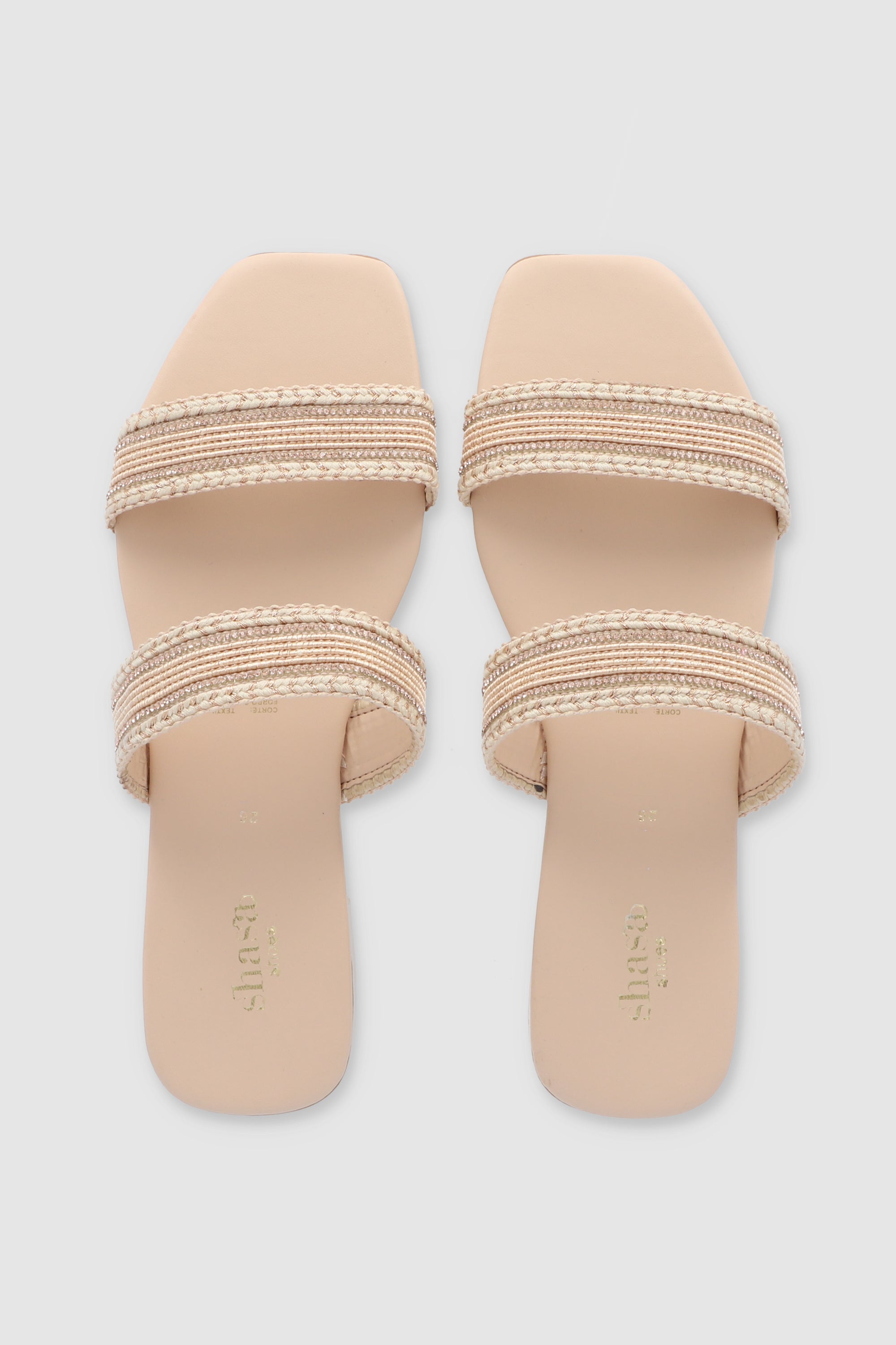 Sandalia mula dos tiras tejido NUDE