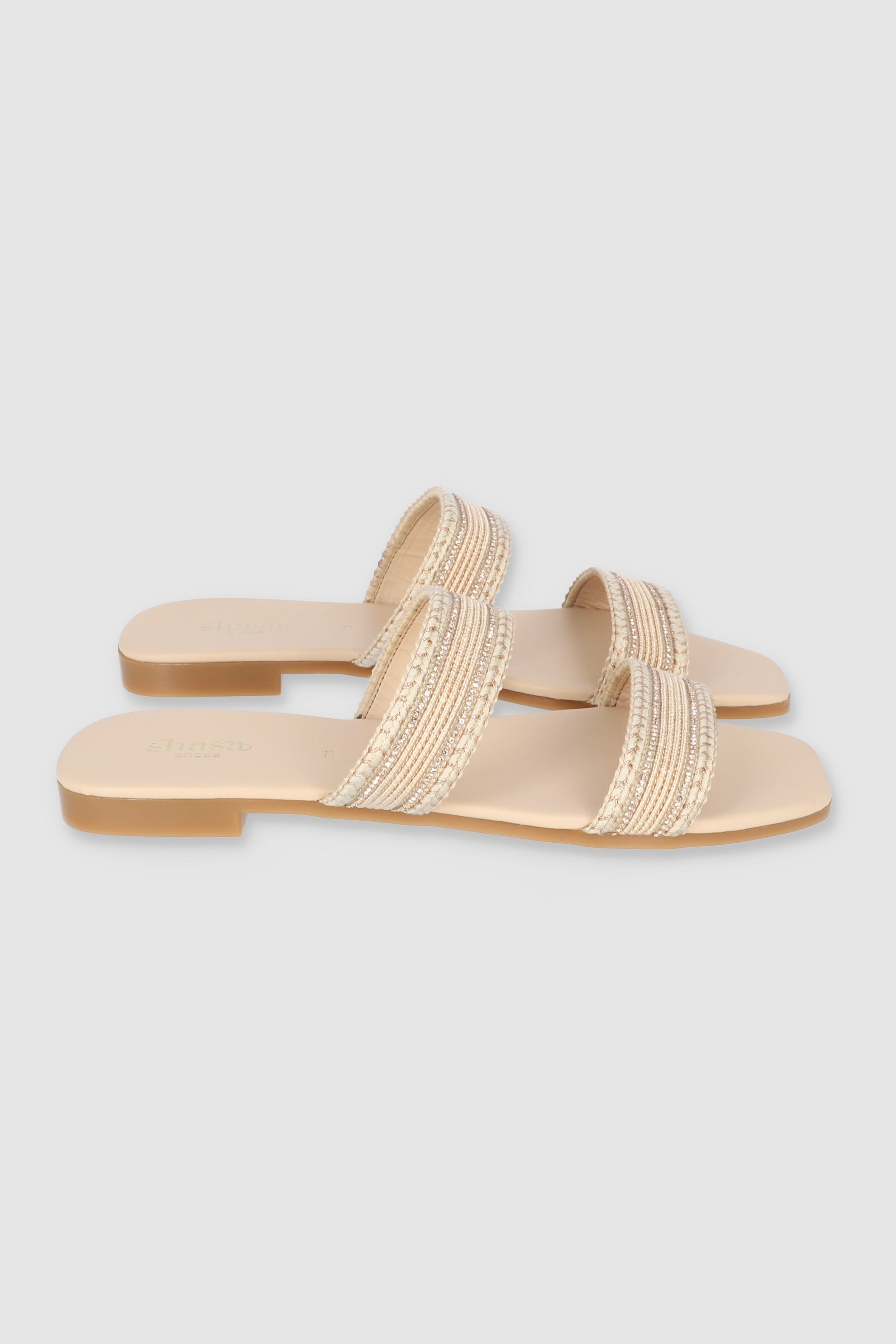 Sandalia mula dos tiras tejido NUDE