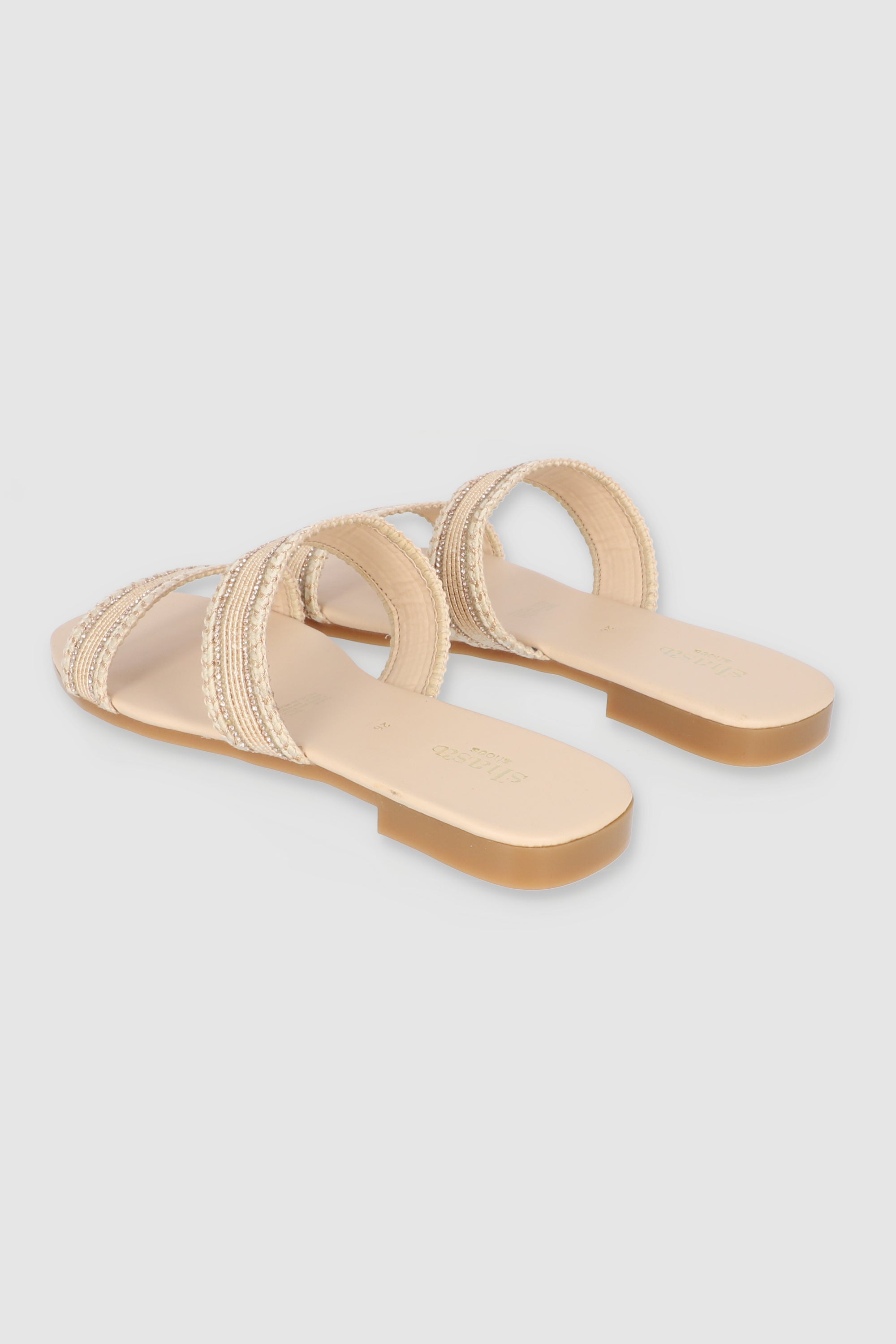 Sandalia mula dos tiras tejido NUDE