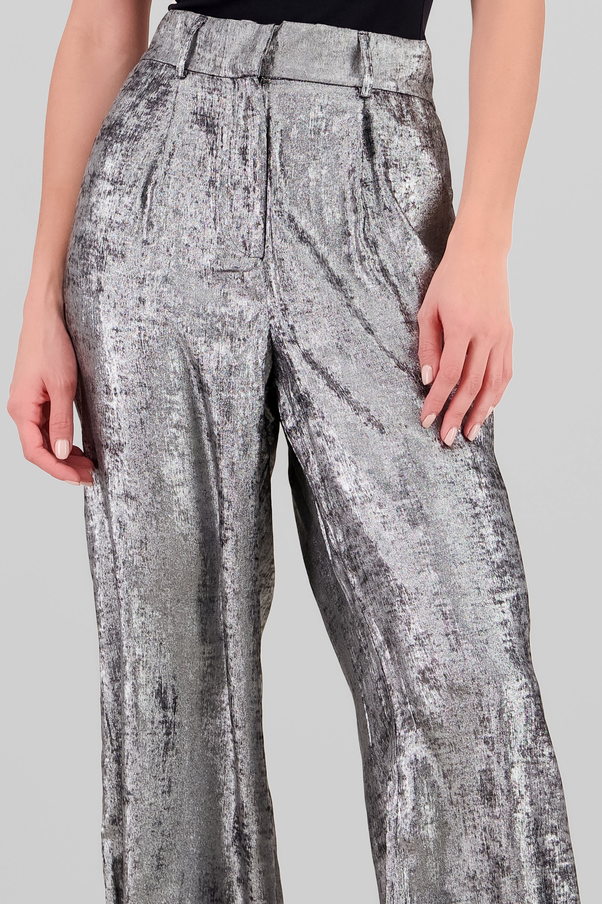 Pantalon amplio lentejuelas PLATA