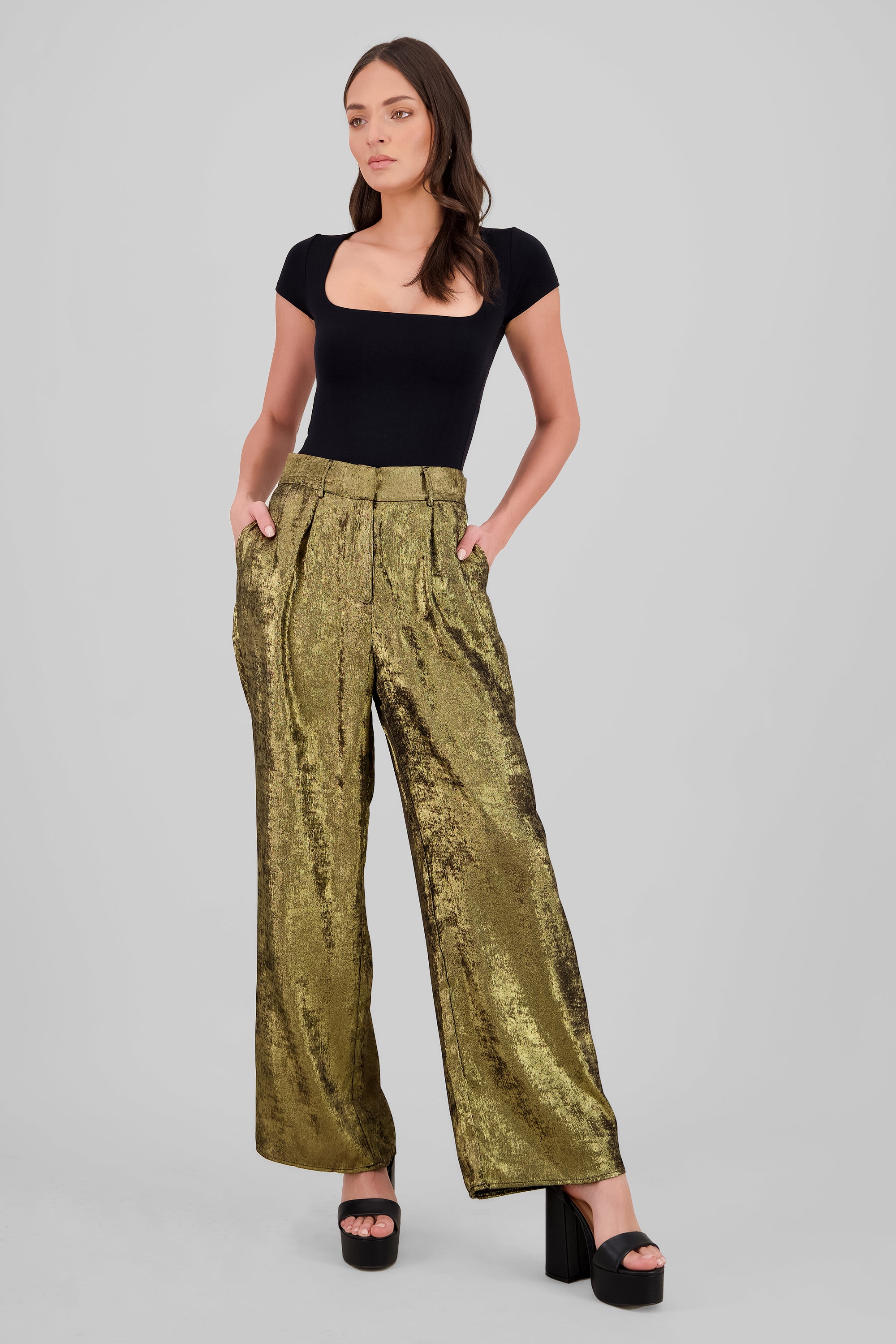 Pantalon amplio lentejuelas ORO