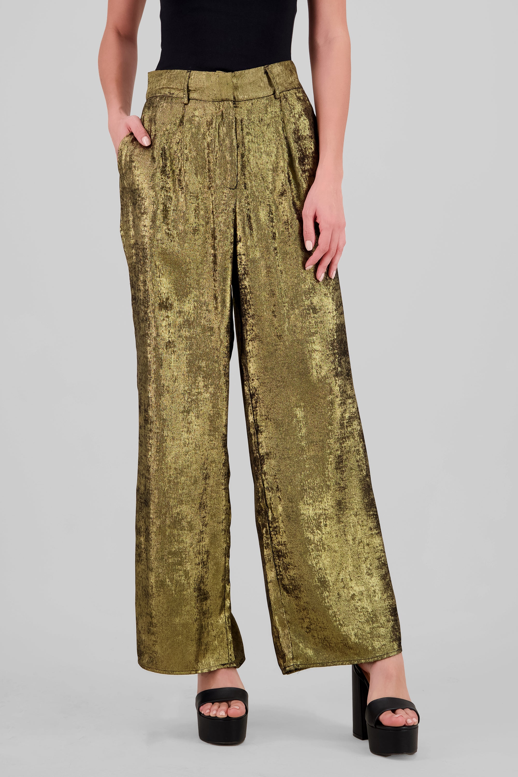 Pantalon amplio lentejuelas ORO