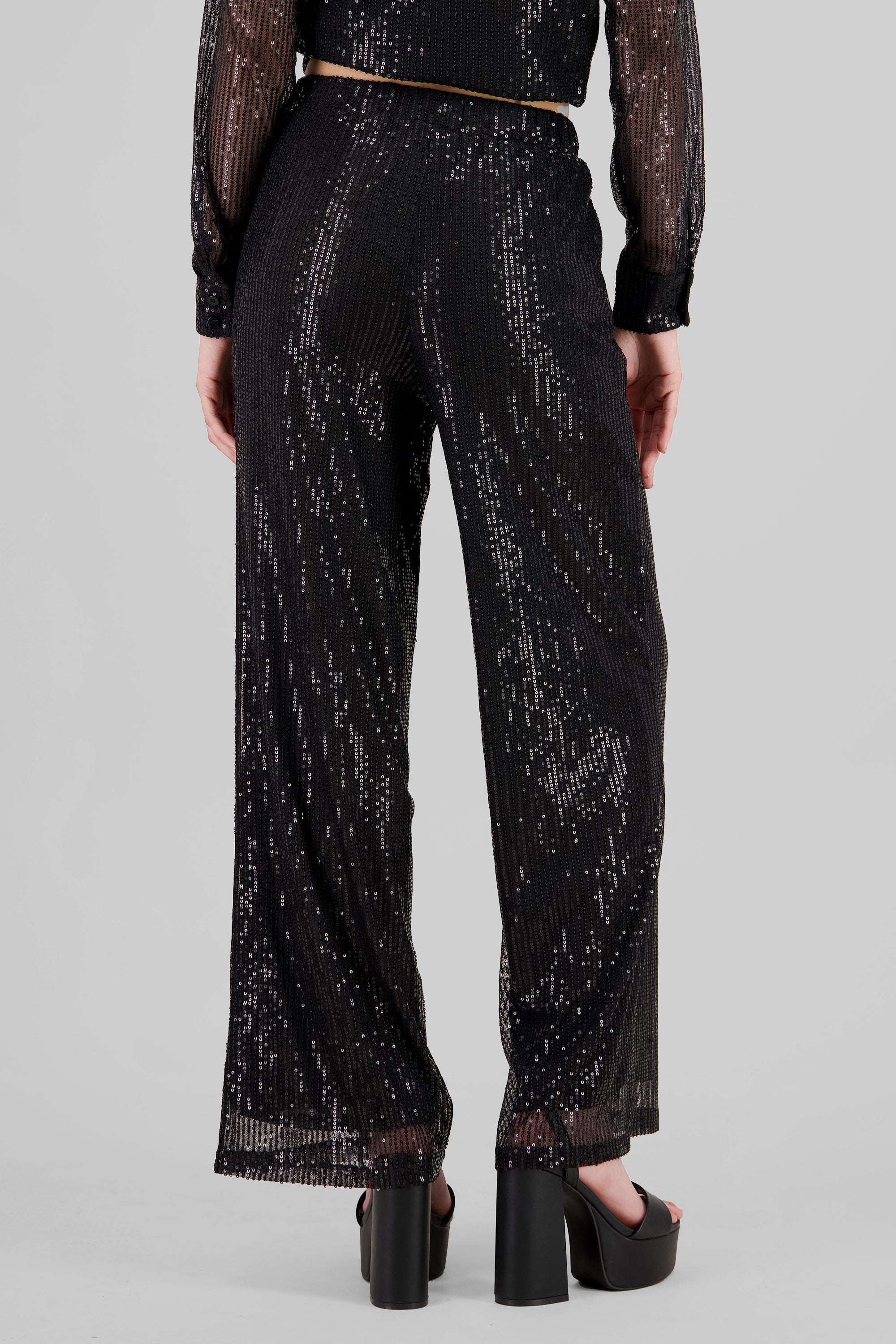 Pantalon amplio brillos NEGRO