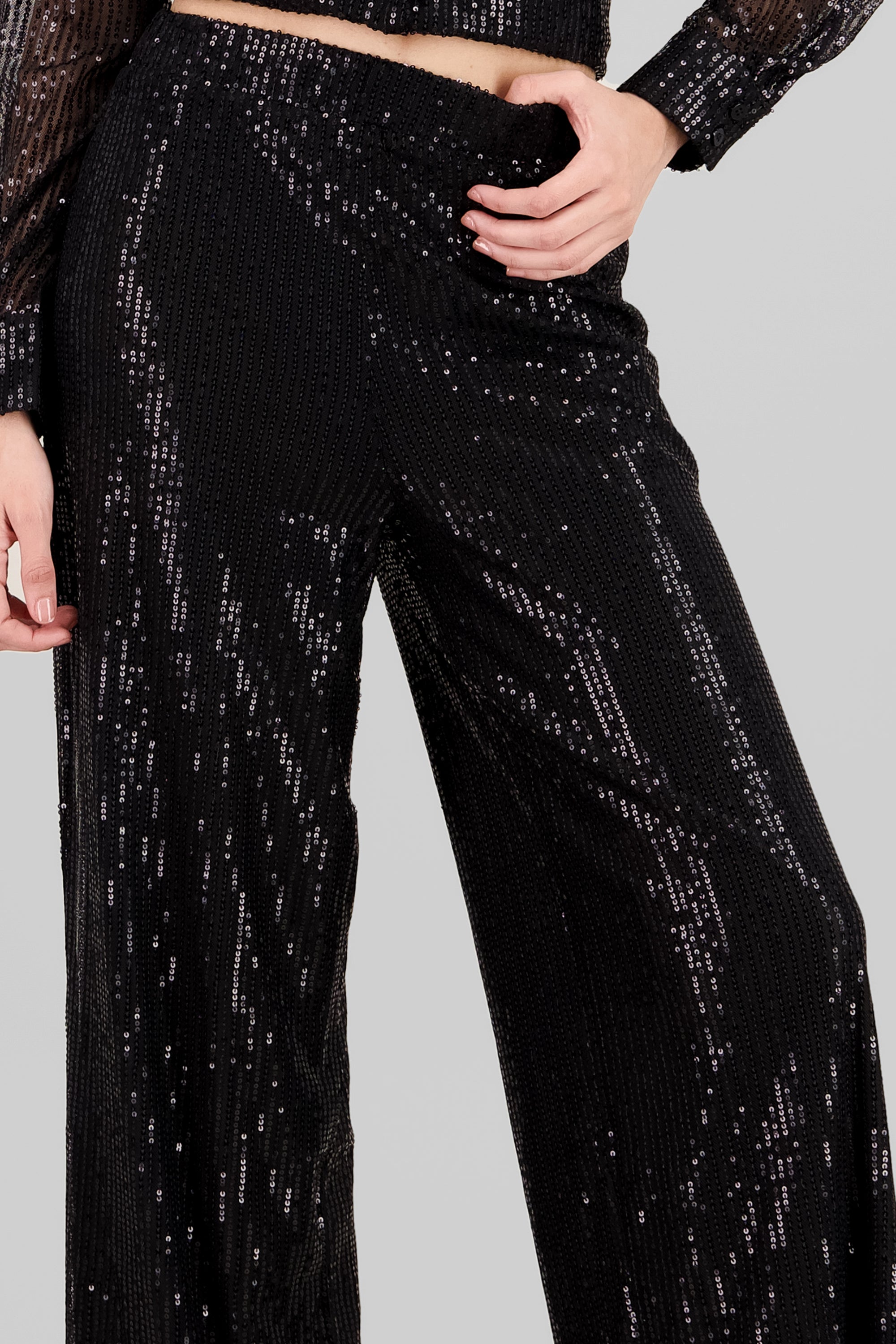 Pantalon amplio brillos NEGRO