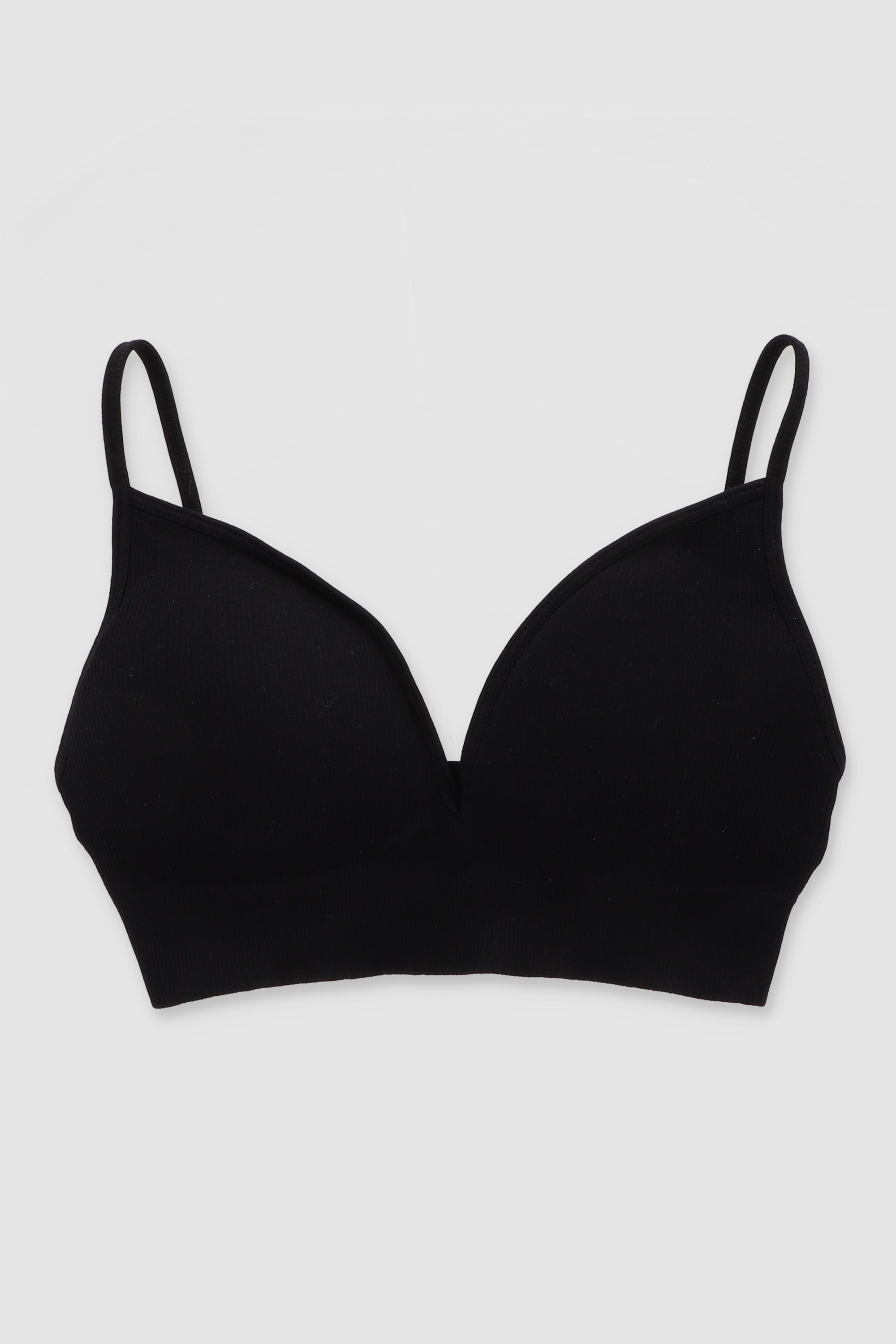 Bralette acanalado copas NEGRO