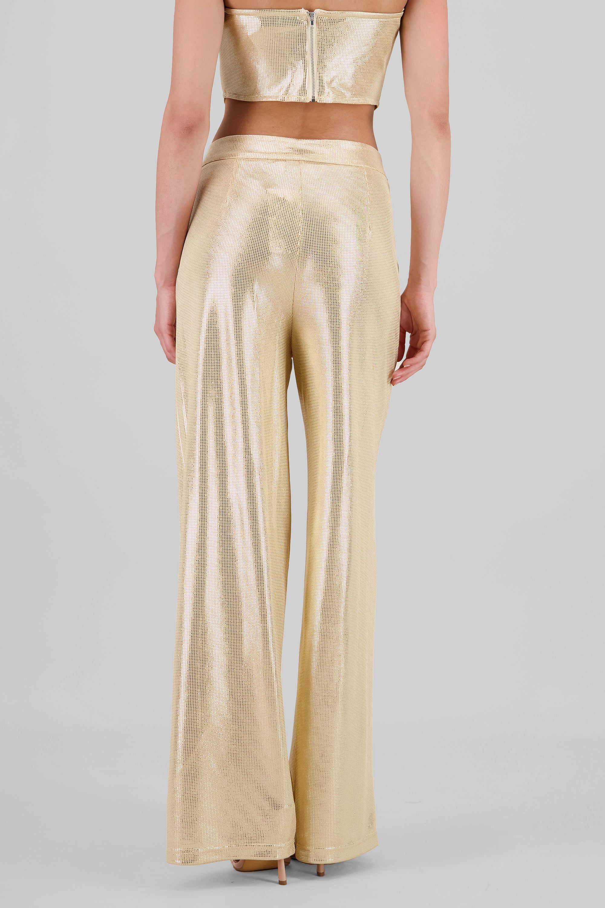 Pantalon wide leg fluido brillos ORO