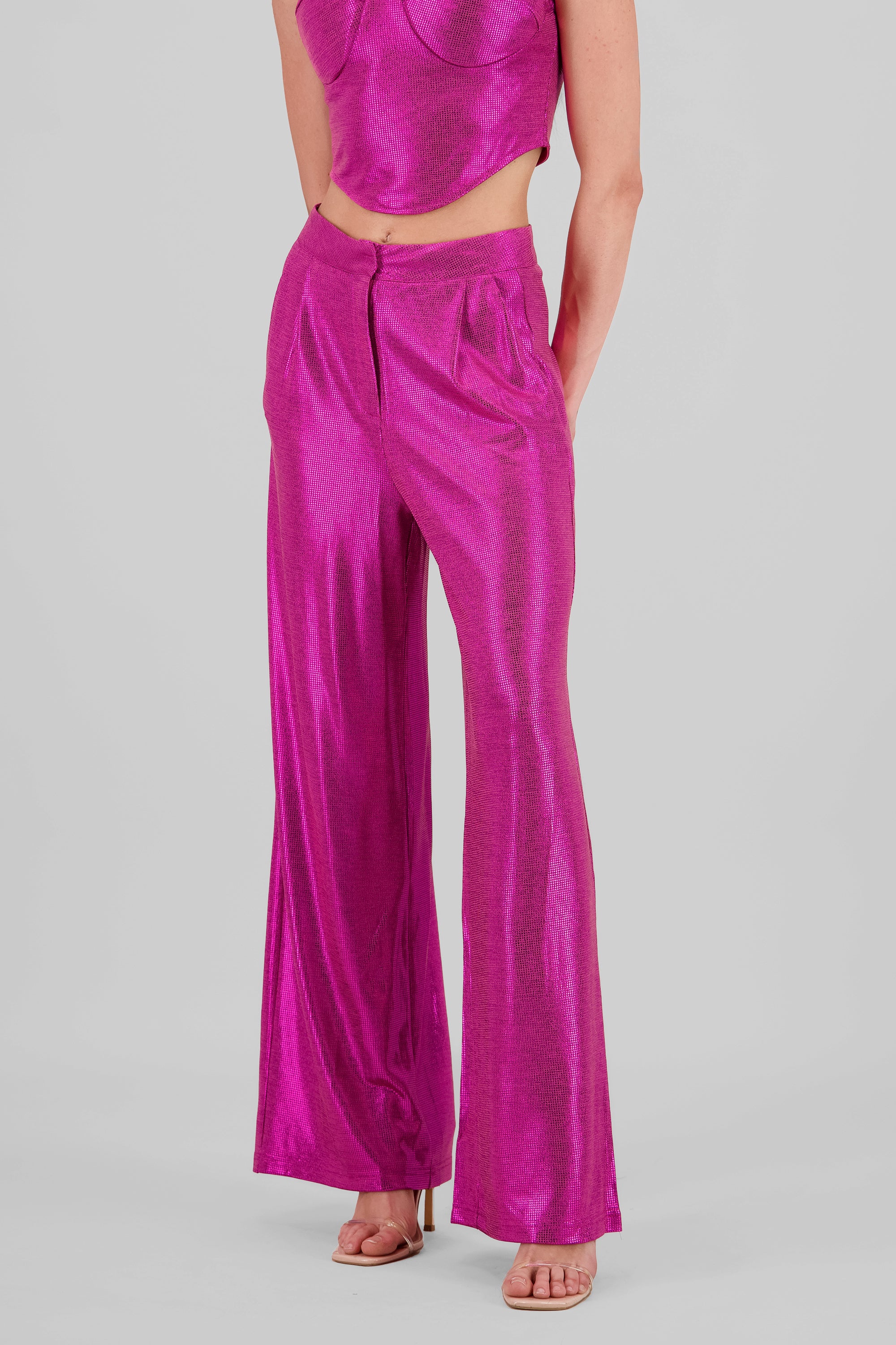 Pantalon wide leg fluido brillos FIUSHA