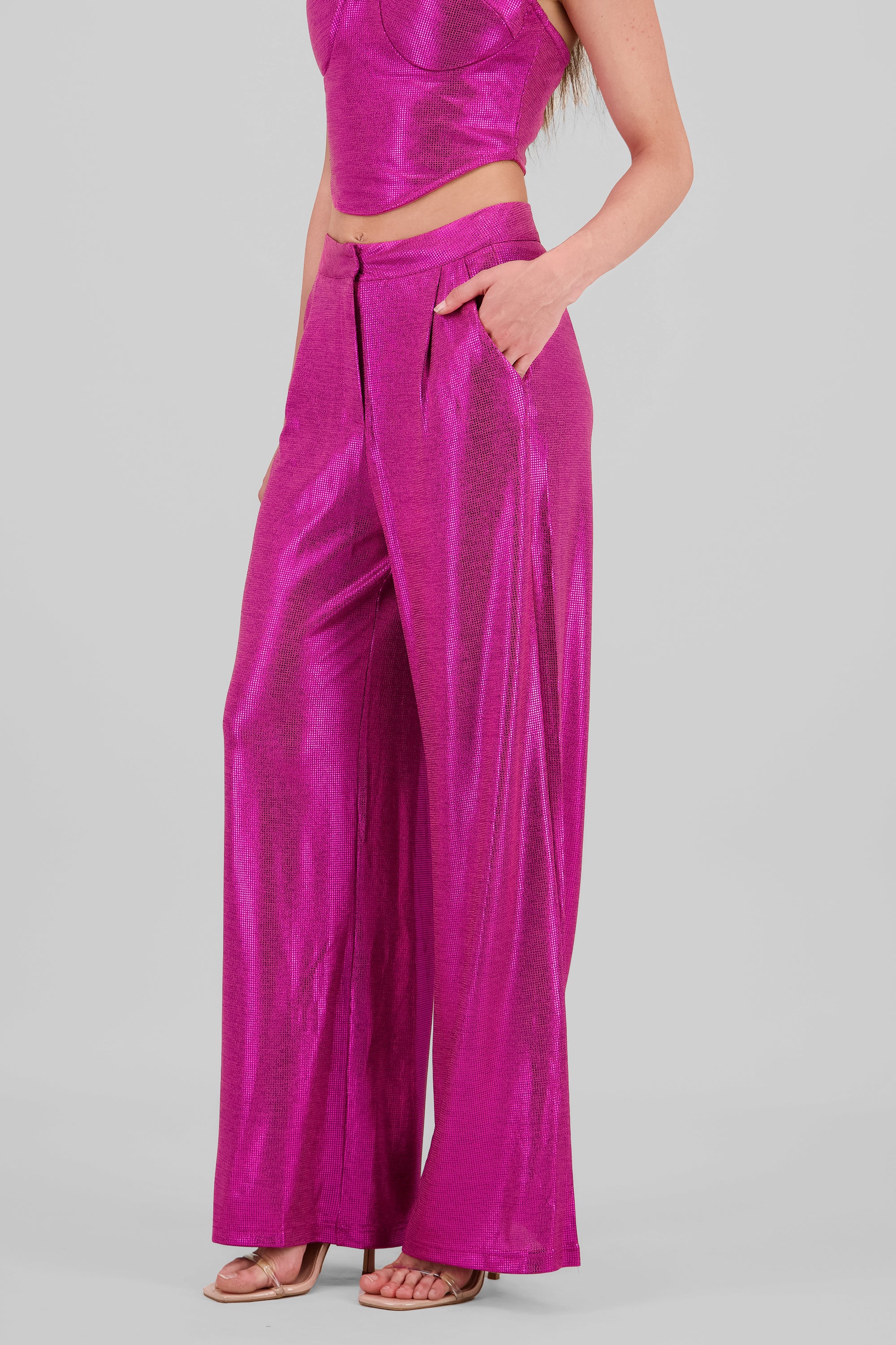 Pantalon wide leg fluido brillos FIUSHA