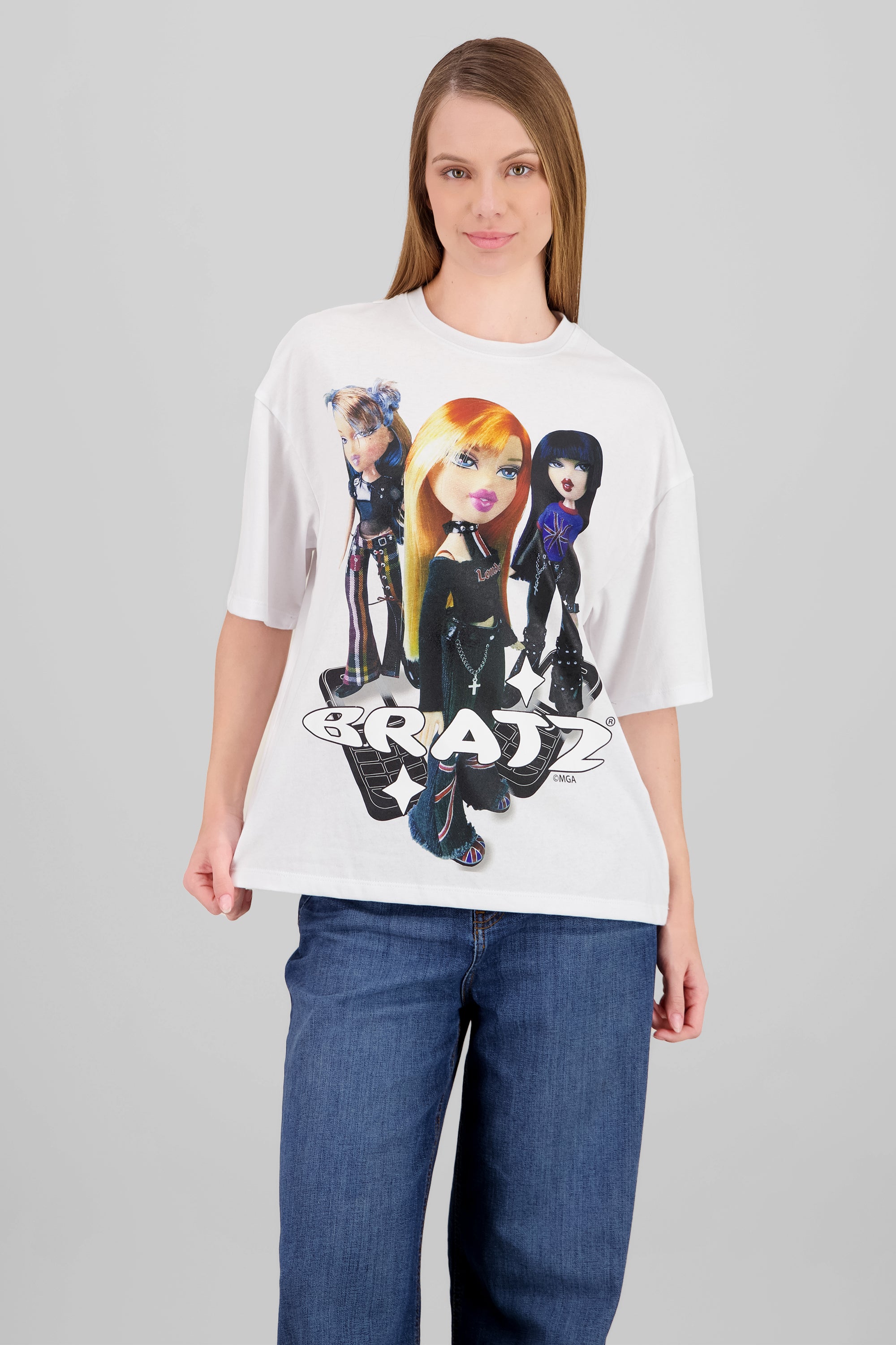 Playera bratz punk manga corta BLANCO