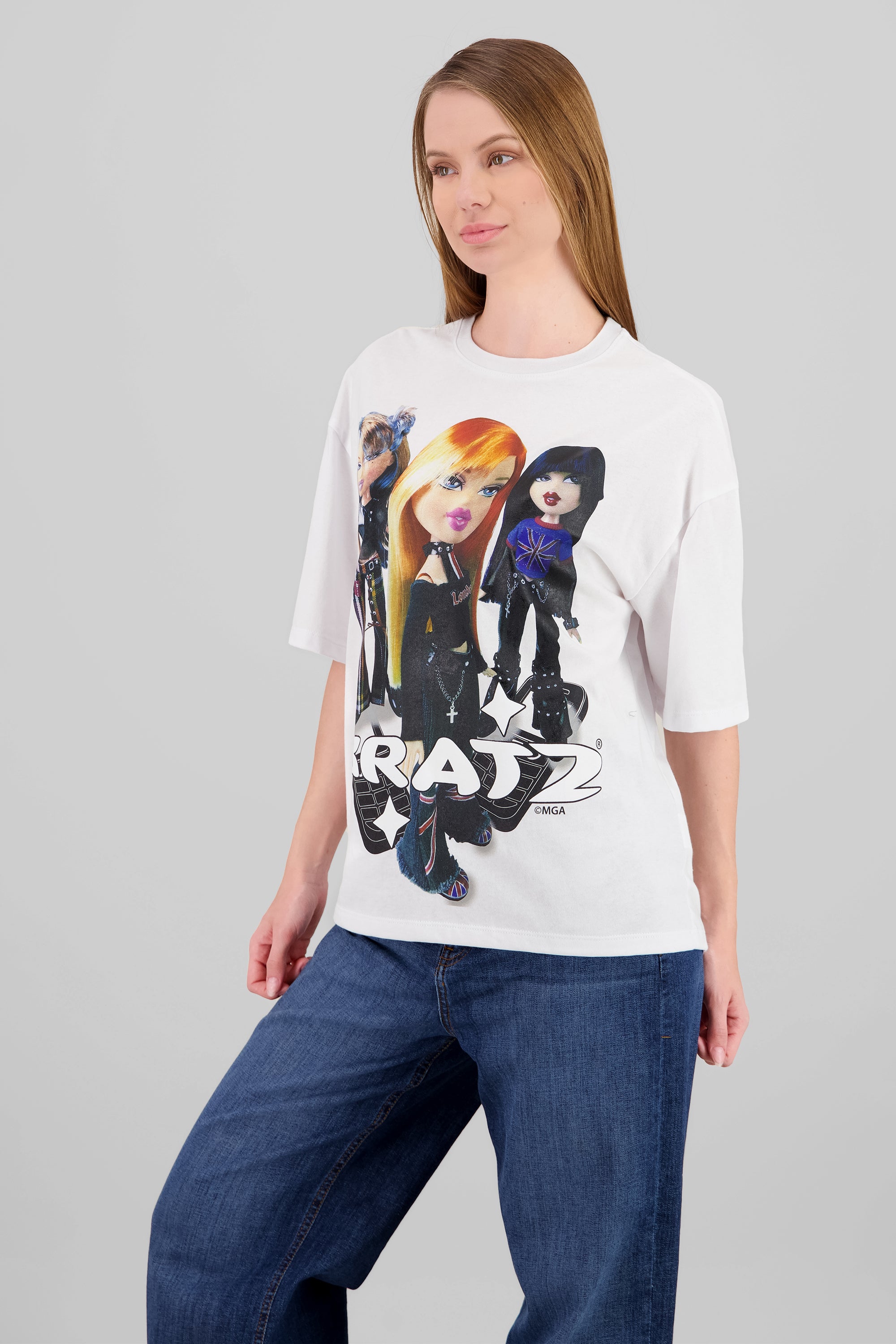 Playera bratz punk manga corta BLANCO