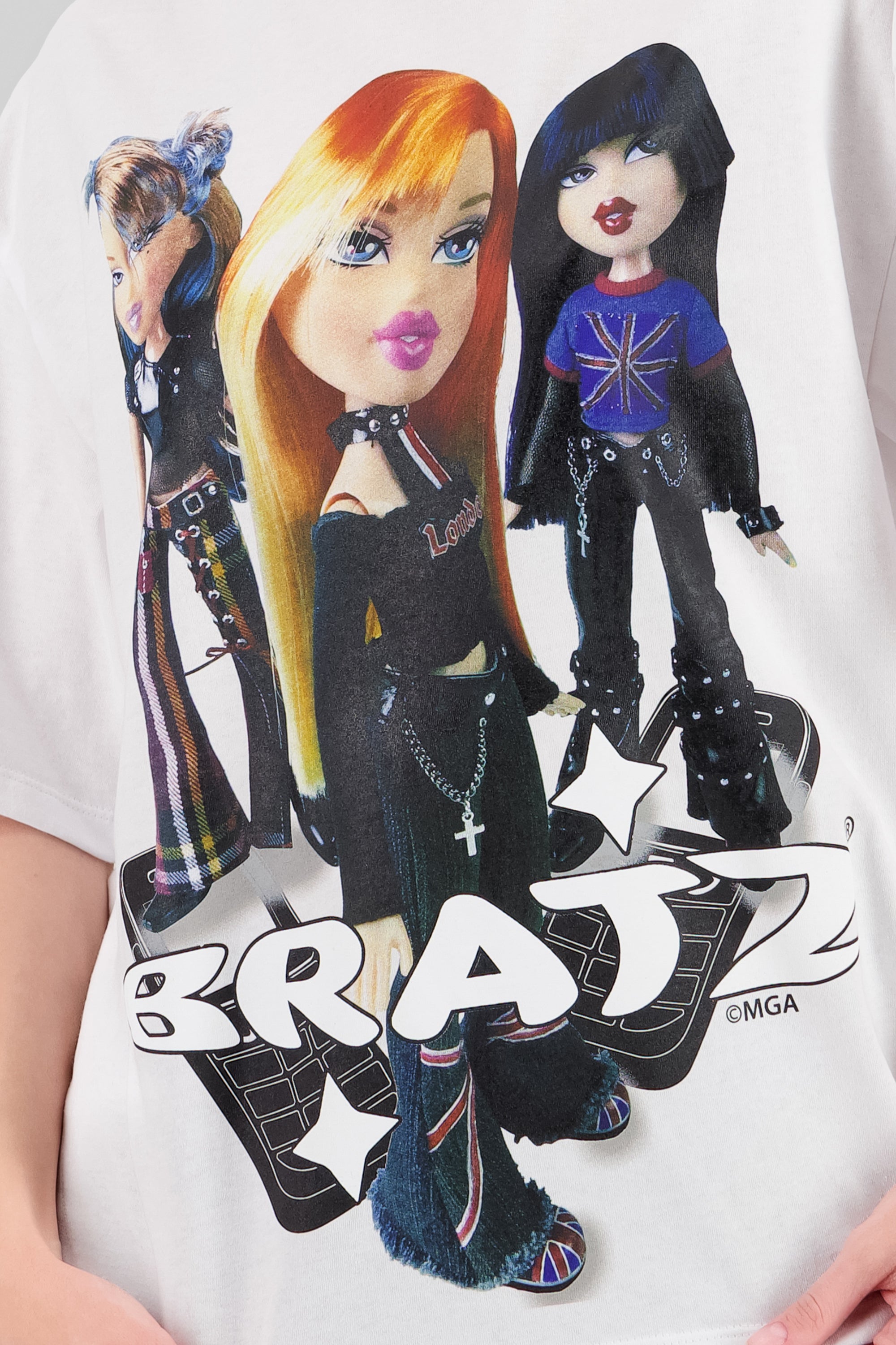 Playera bratz punk manga corta BLANCO