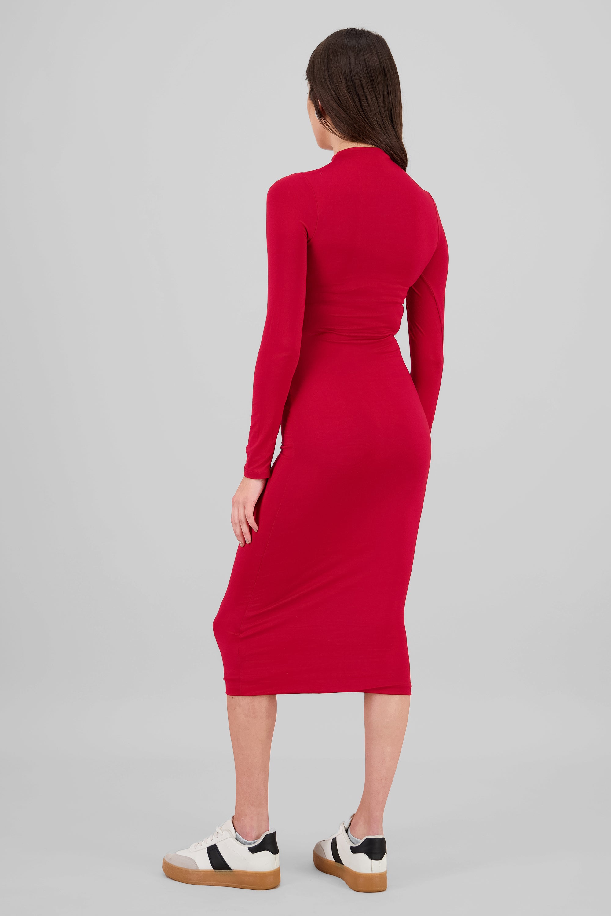 Vestido midi cuello alto ROJO