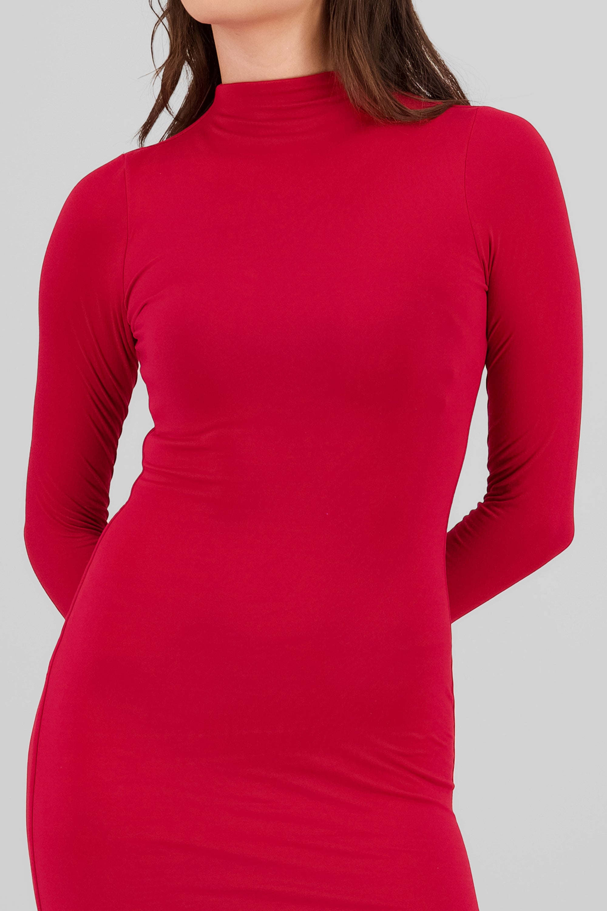 Vestido midi cuello alto ROJO